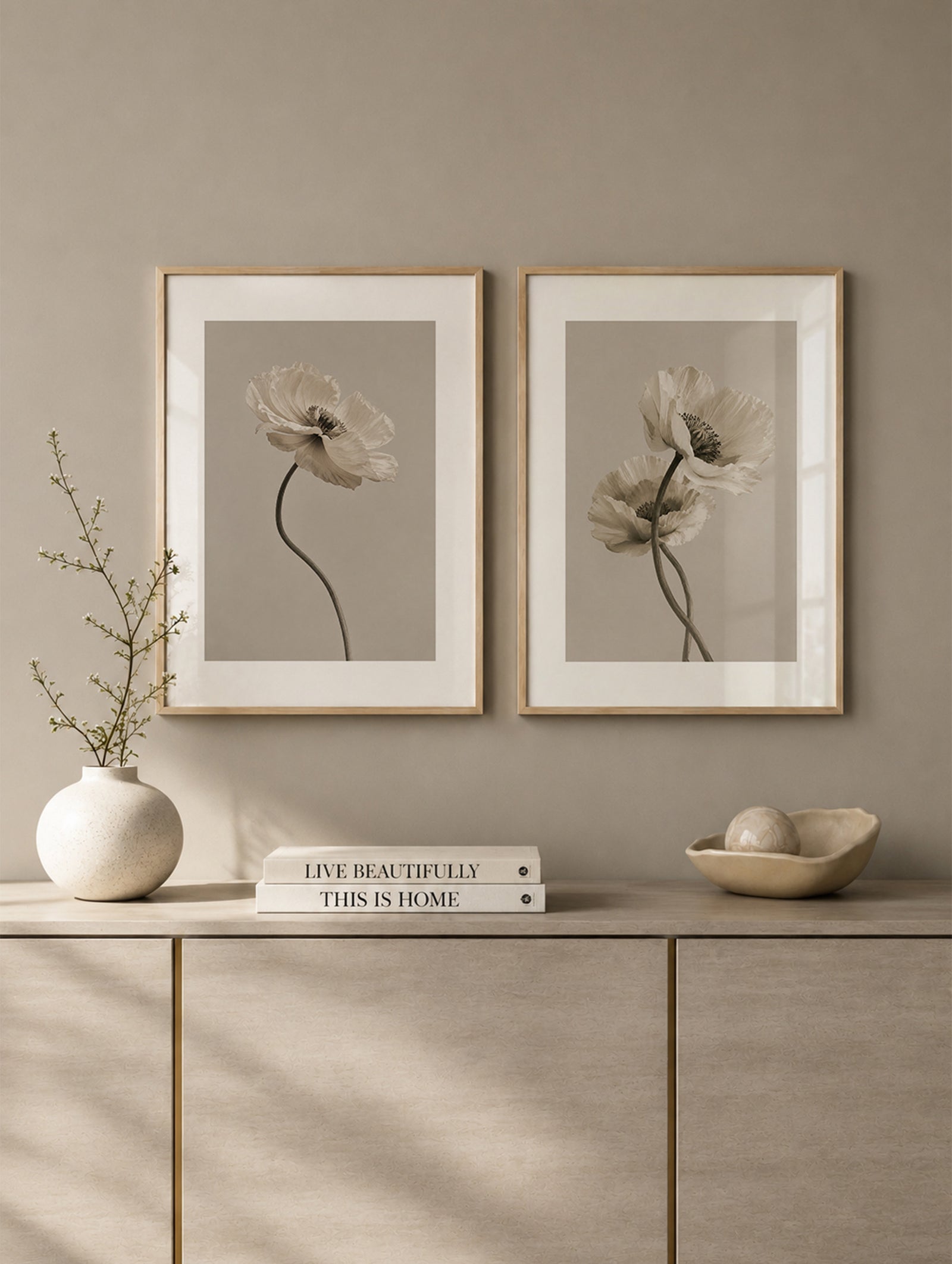 Neutral Poppy Duo gallery wall