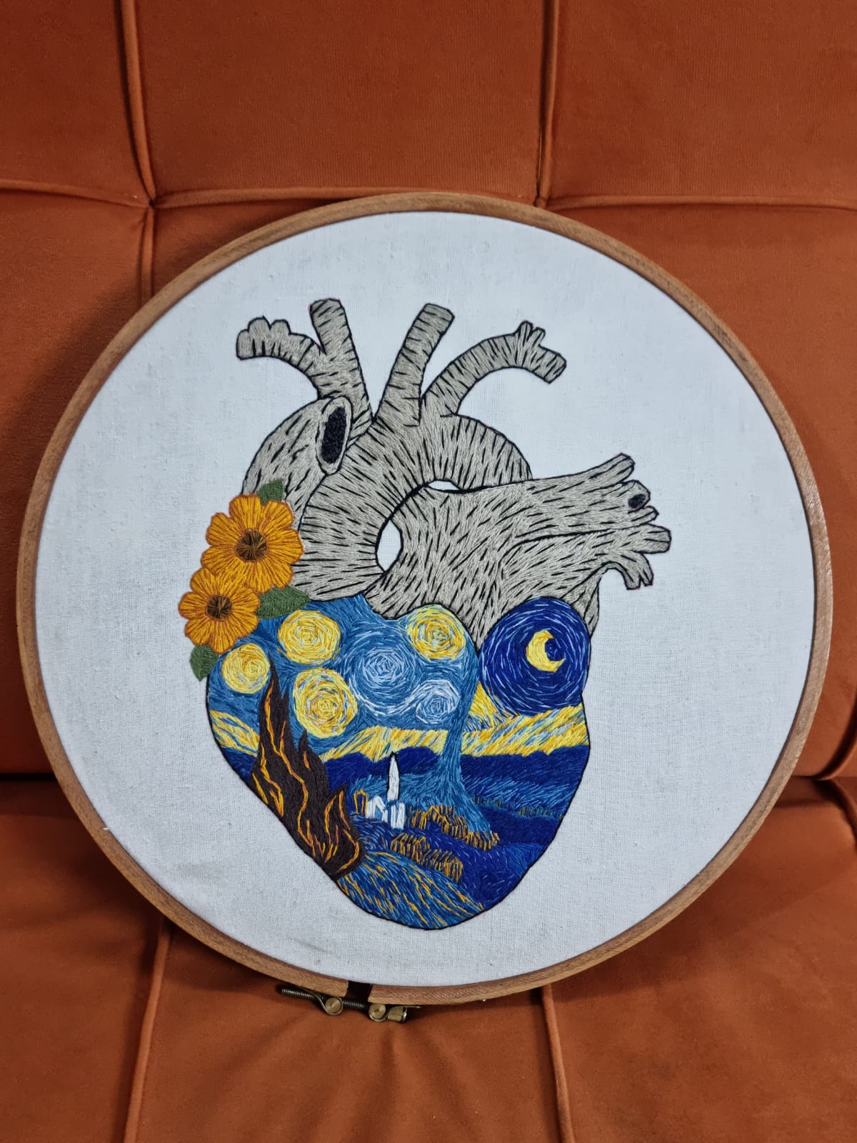 Van Gogh Embroidered Heart Mockup