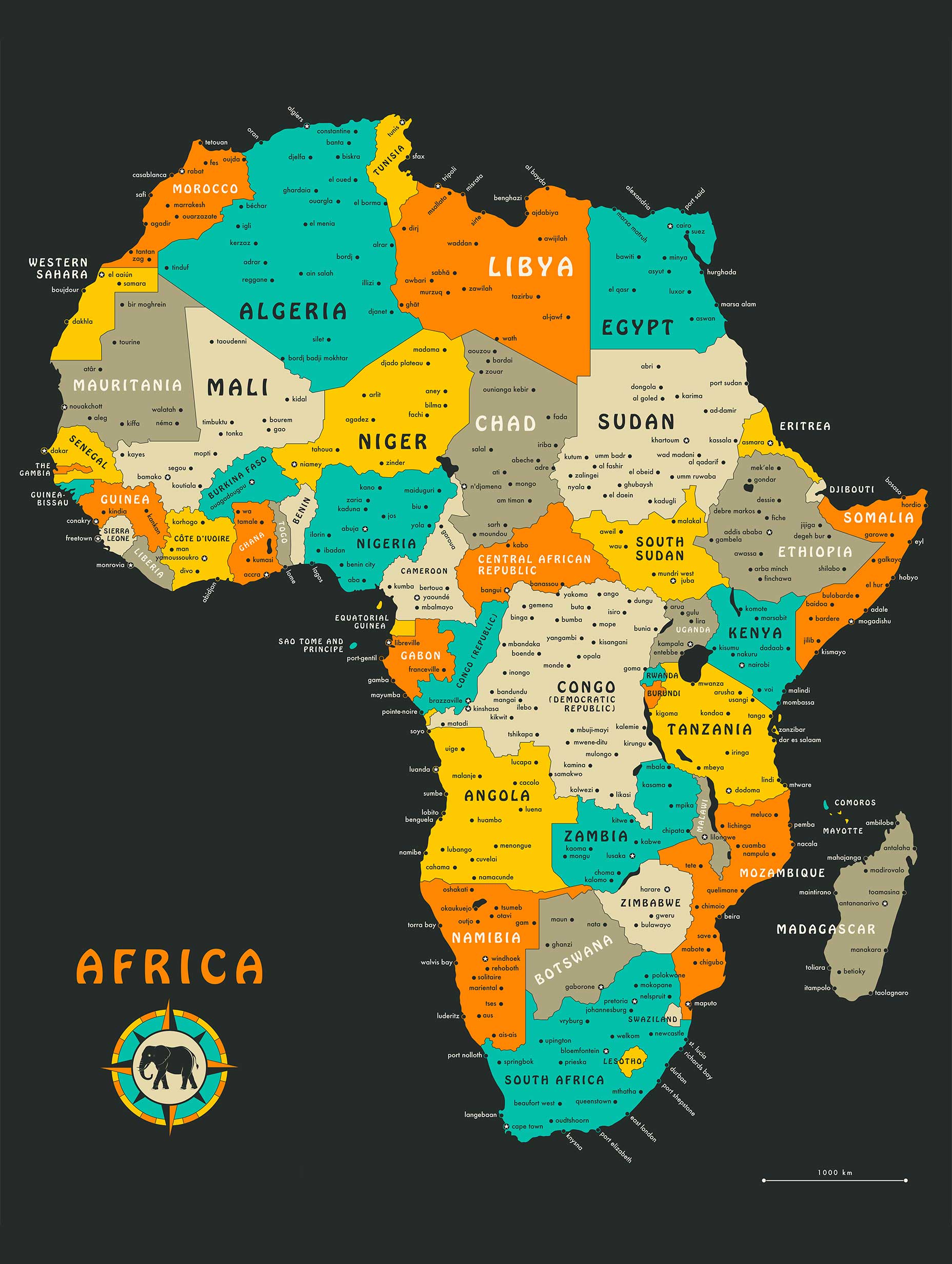 Jazzberry Blue - africa-map Poster