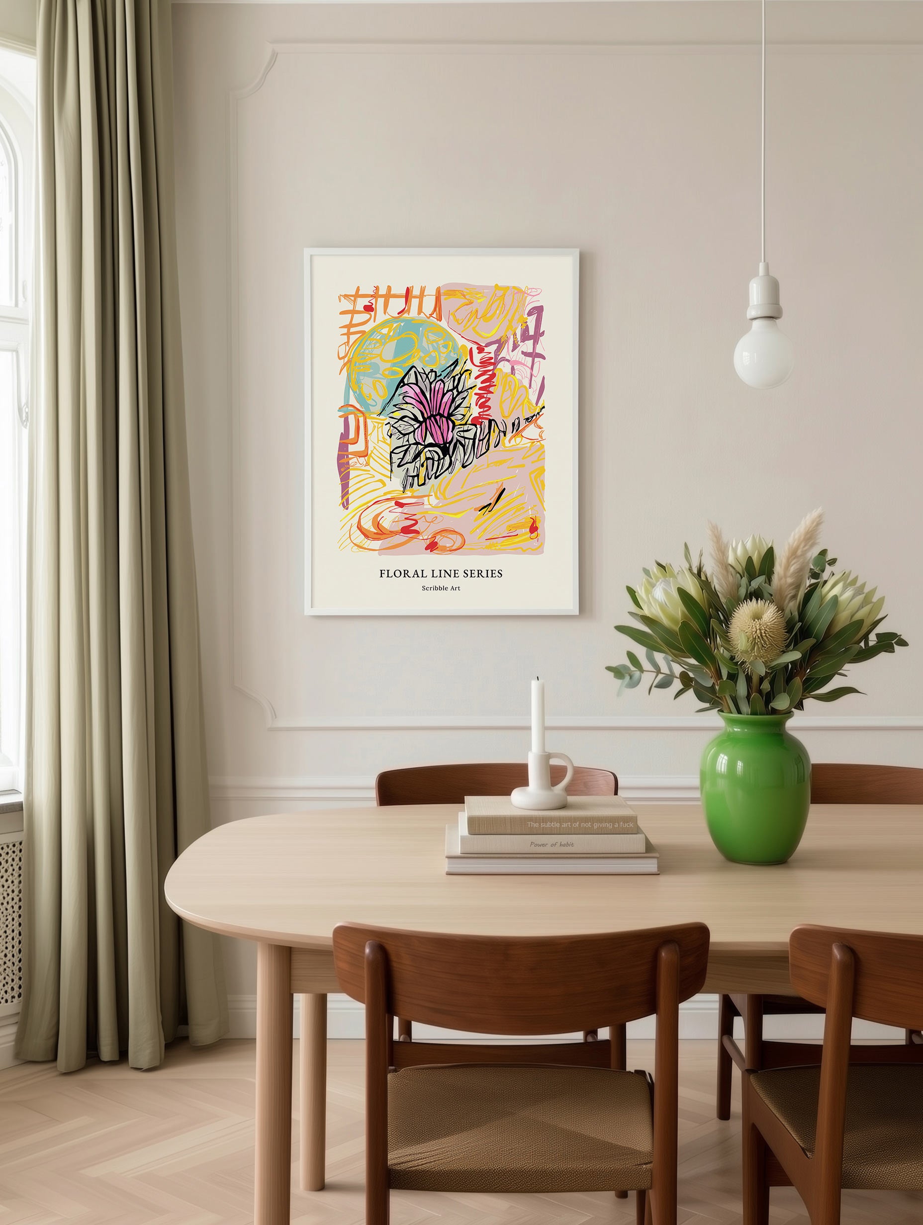 Blommig linjeserieposter