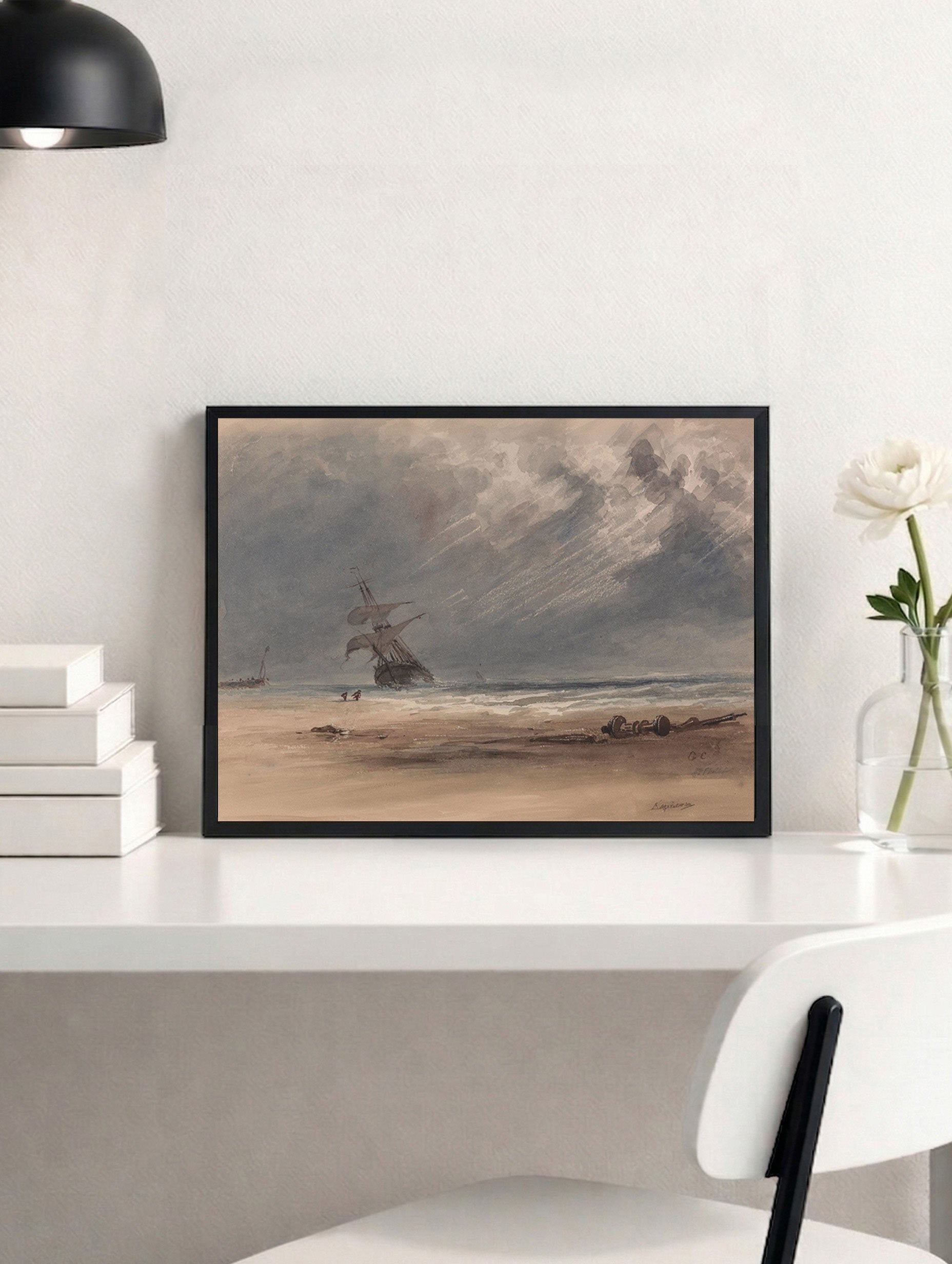 Storm over en kyst Giles Firman Phillips kunsttrykk