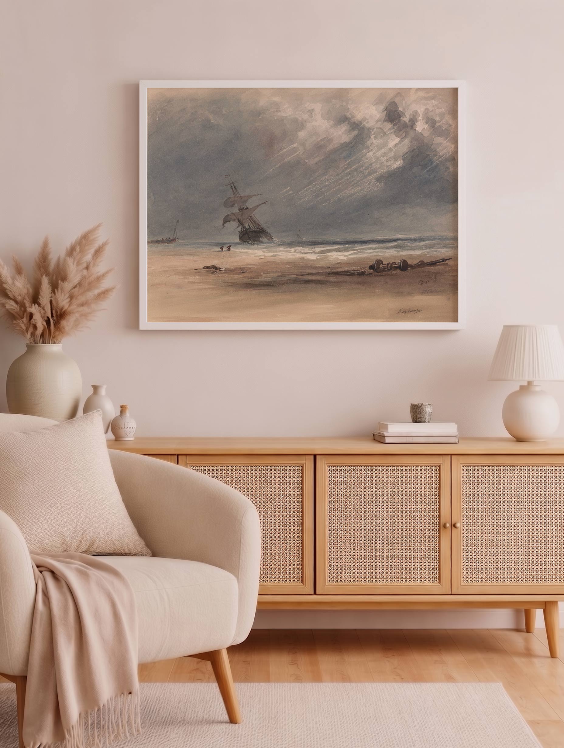 Storm over en kyst Giles Firman Phillips kunsttrykk