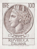 100 Lire Italian Postage Stamp Vintage Poster