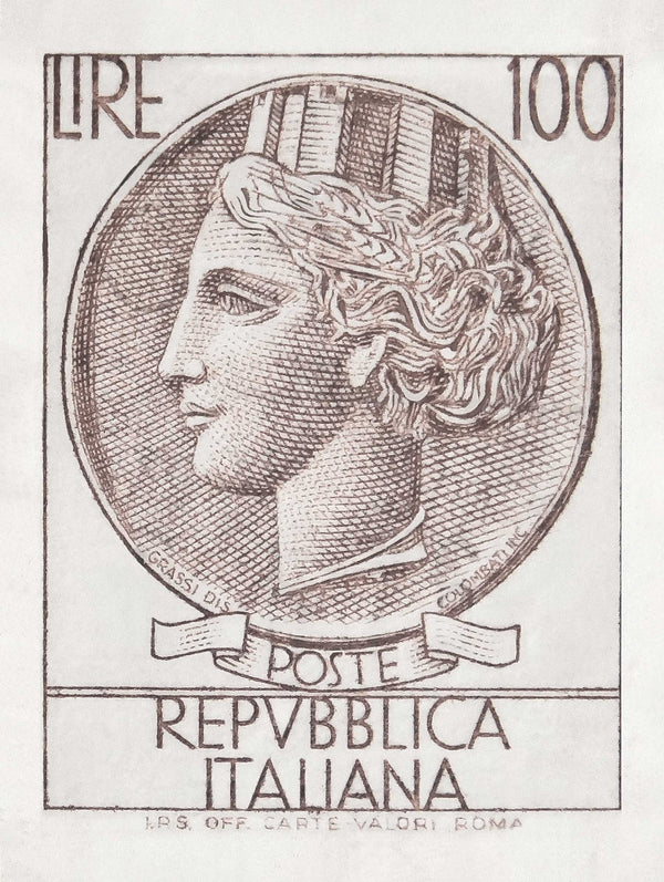 100 Lire Italiensk Frimerkeplakat