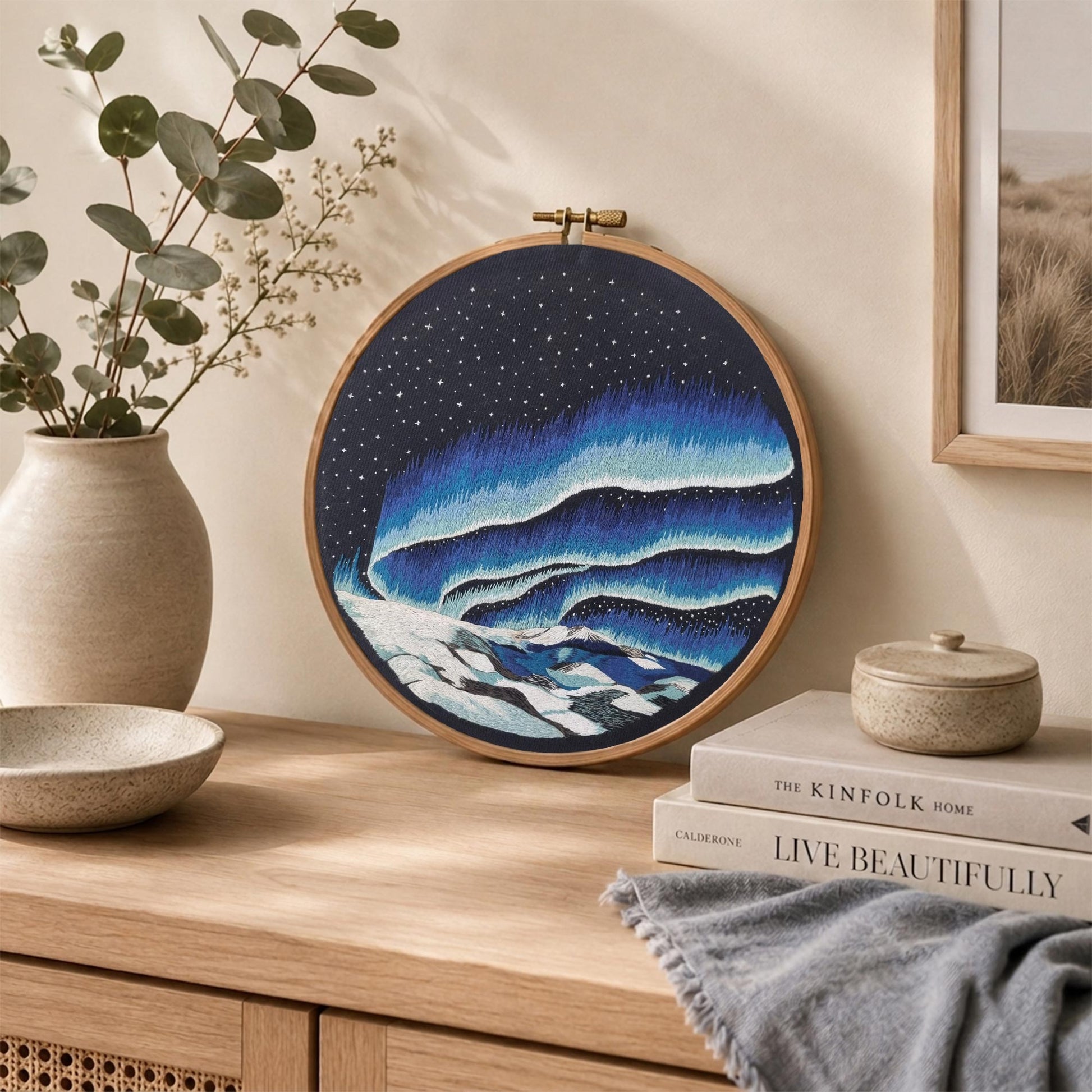 Aurora Nightscape Embroidery Design