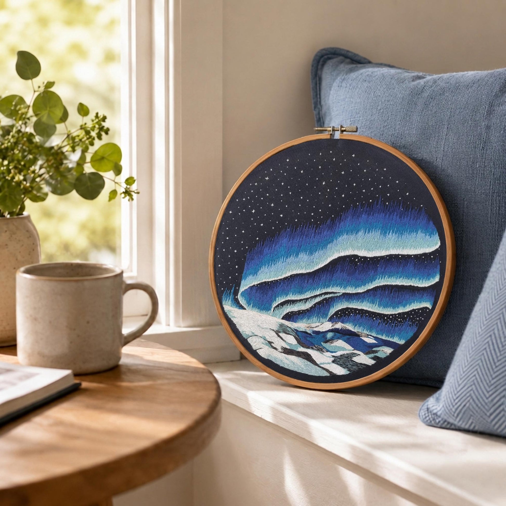 Aurora Nightscape Embroidery Design