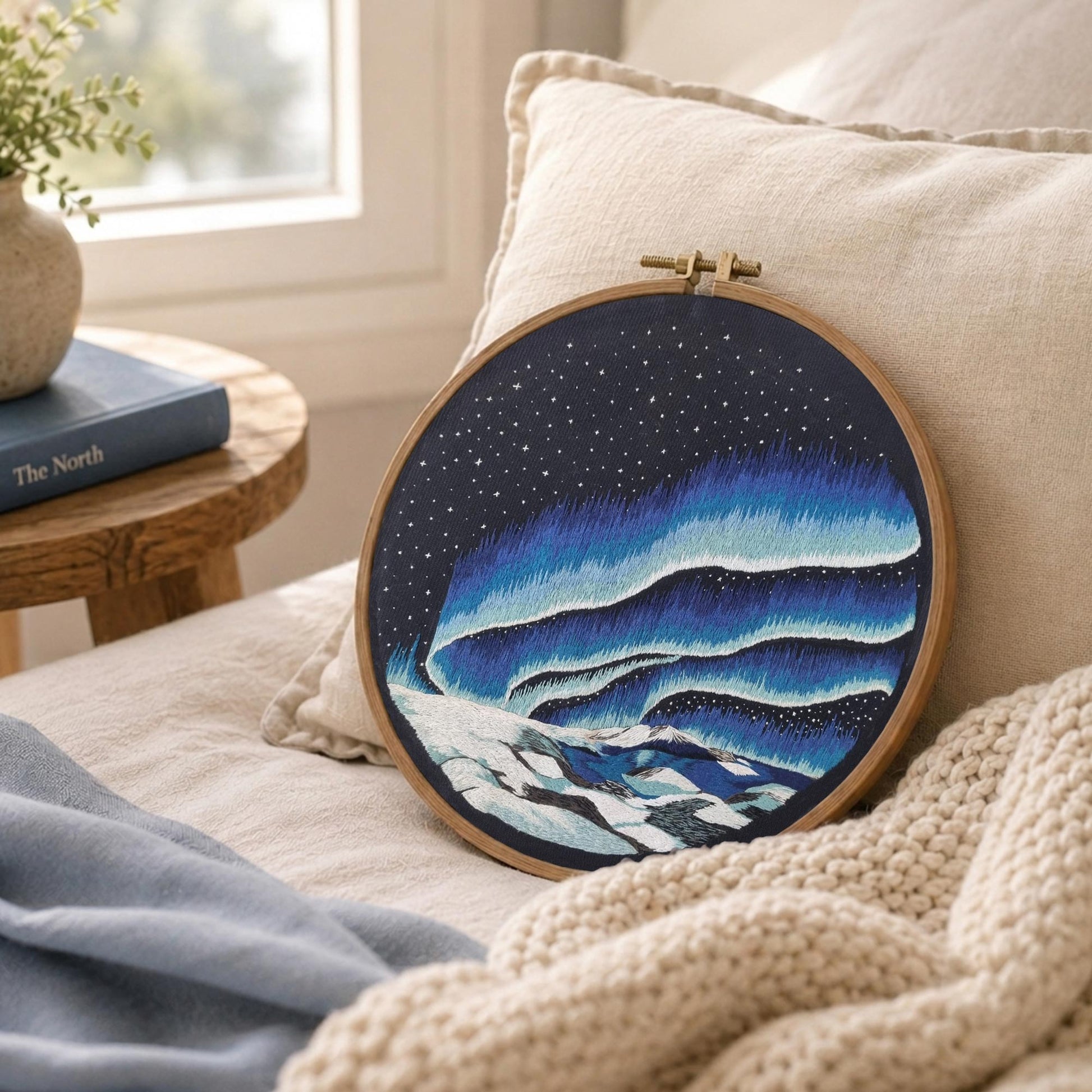 Aurora Nightscape Embroidery Design