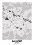 Bucharest, Romania Map Poster