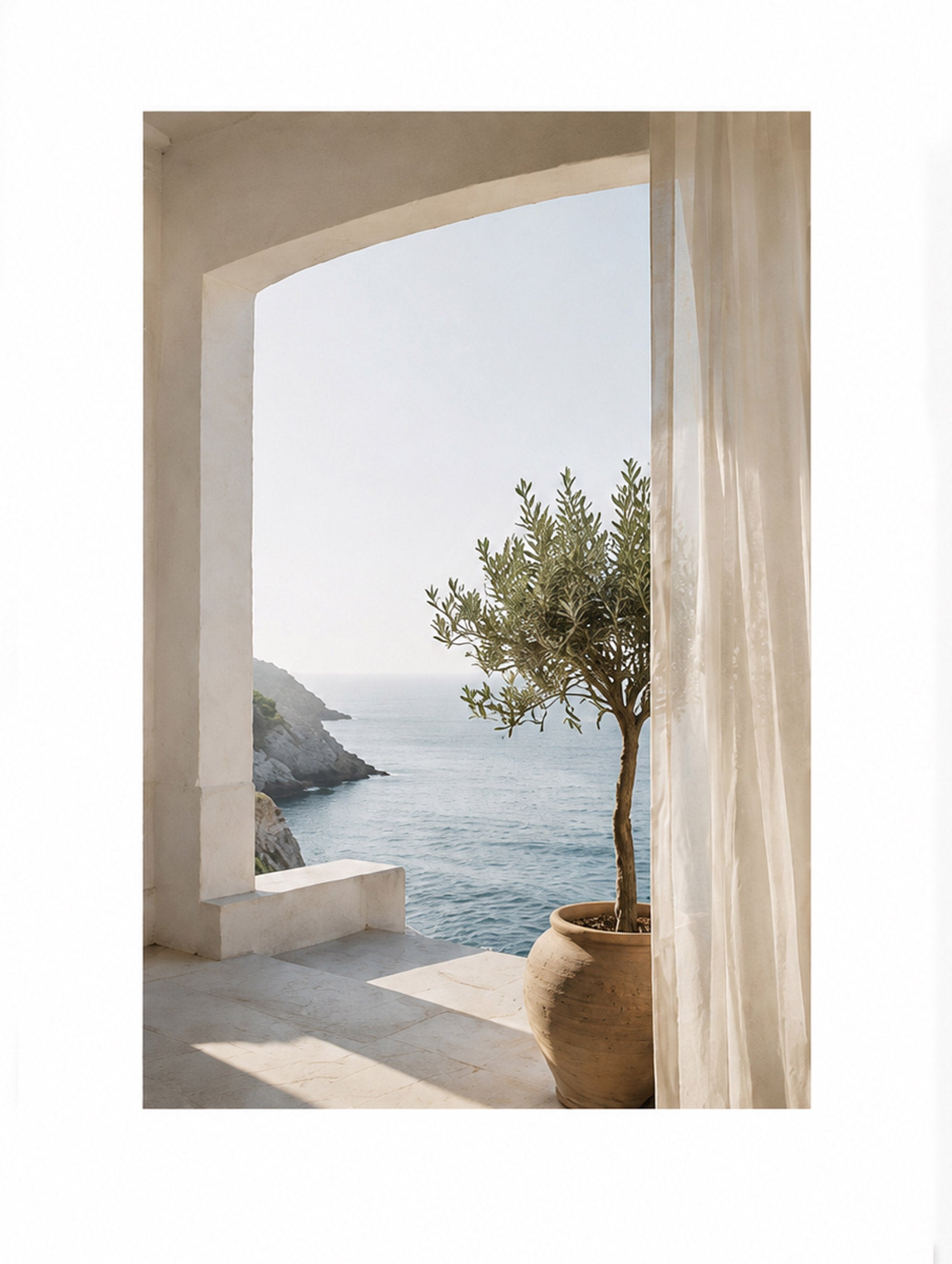 Mediterranean Sea View with Olive Tree