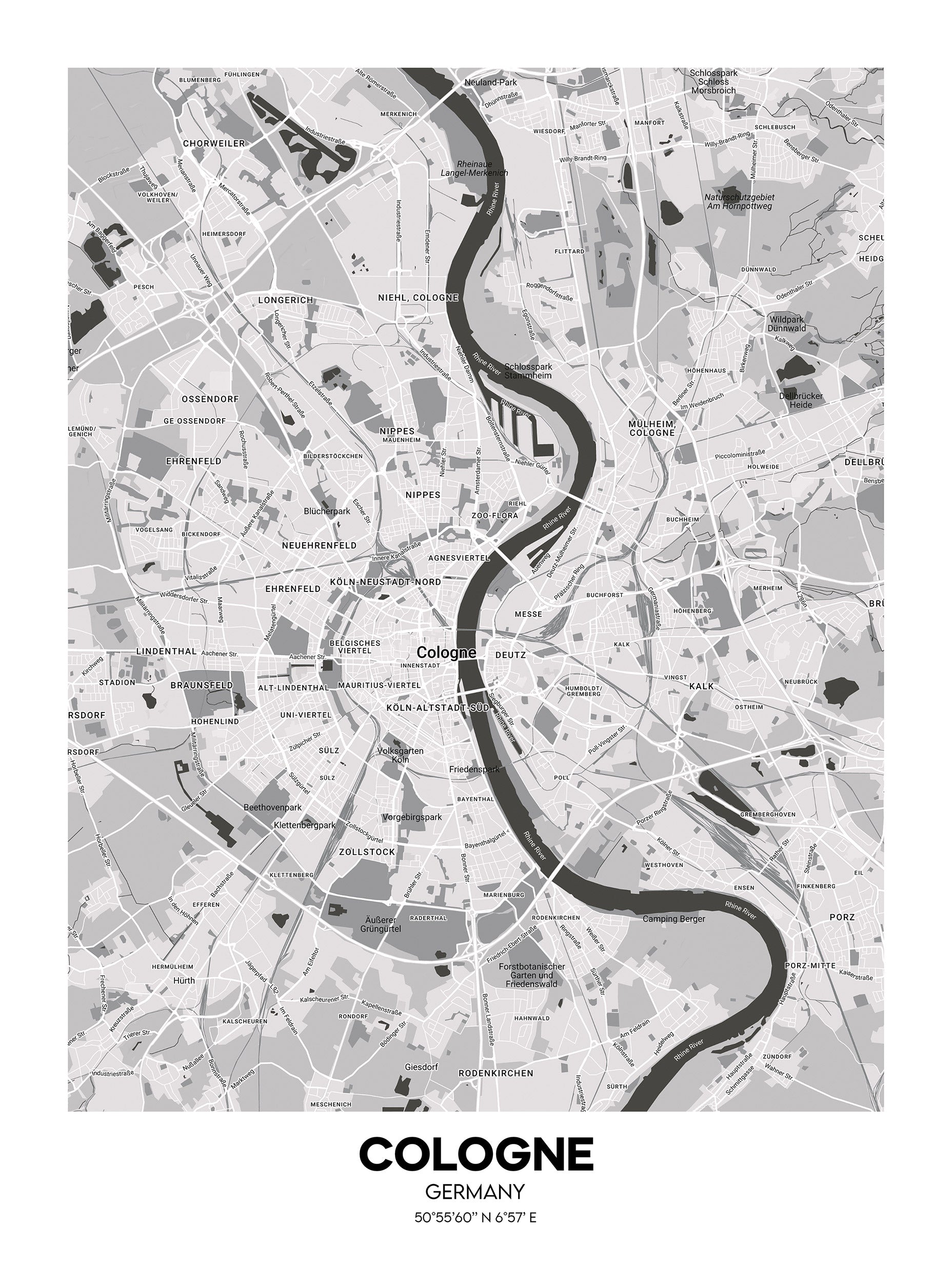 Cologne, Germany Map Poster
