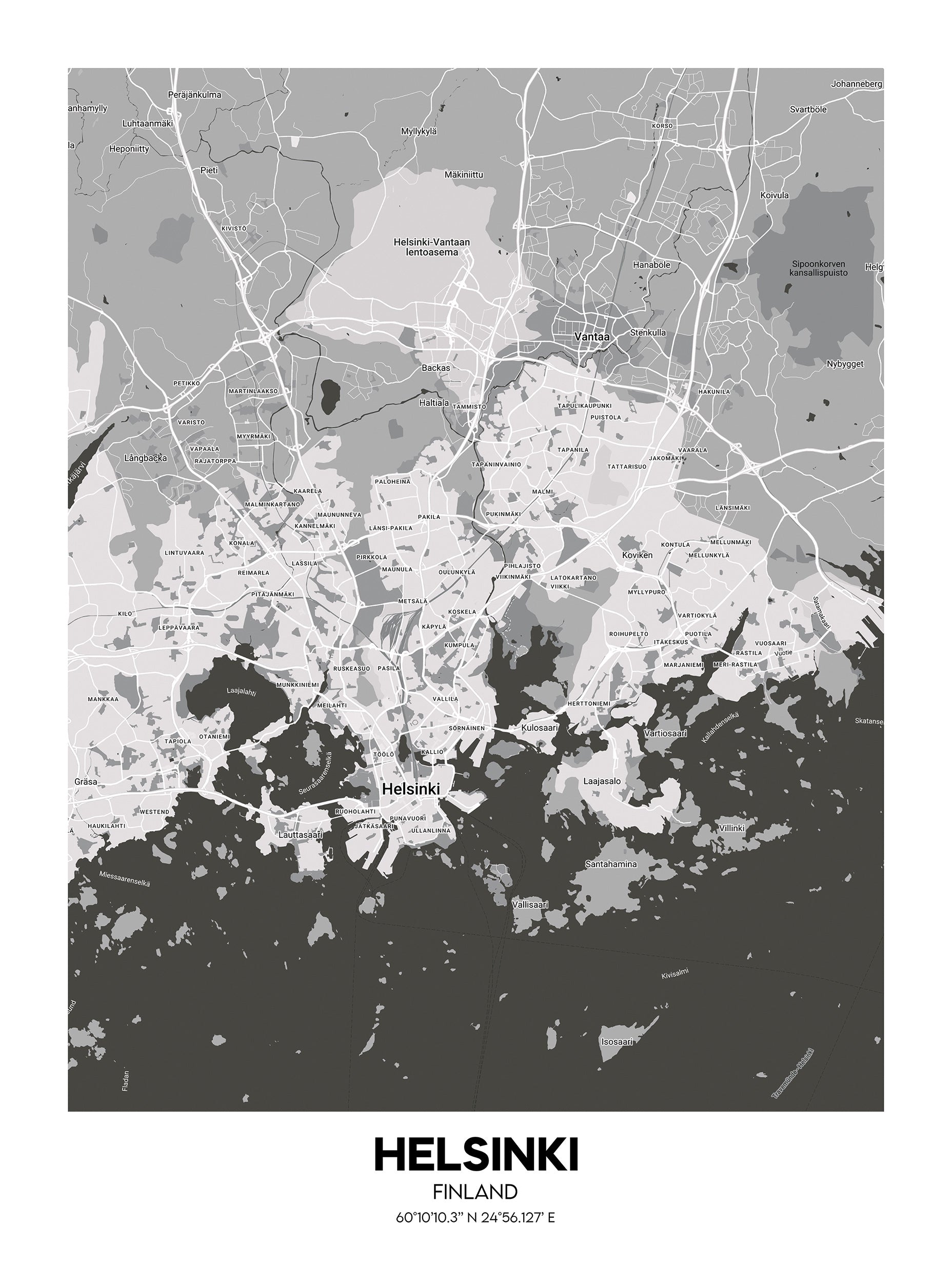 Helsinki, Finland Map Poster