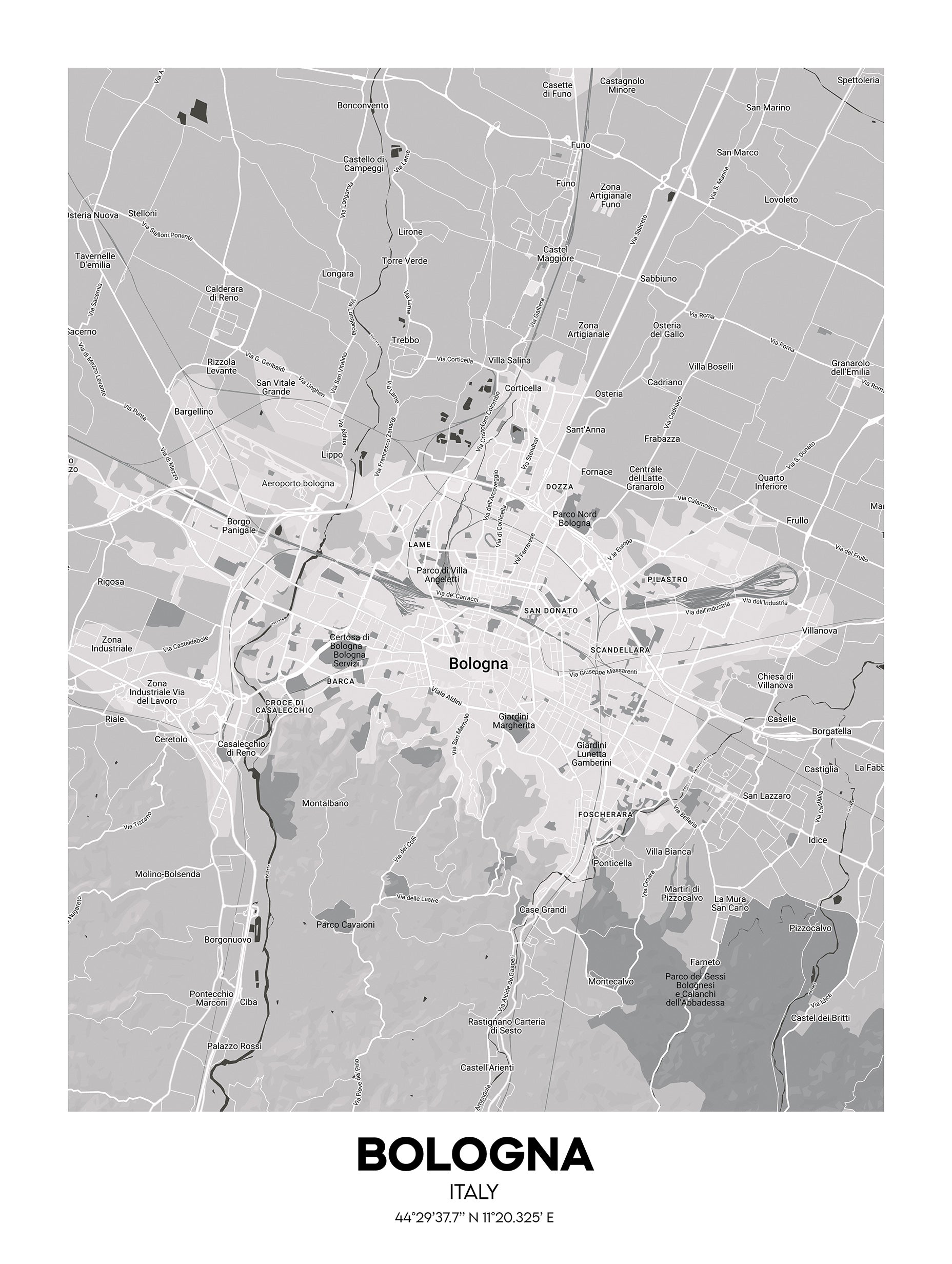Bologna Italy Map Poster