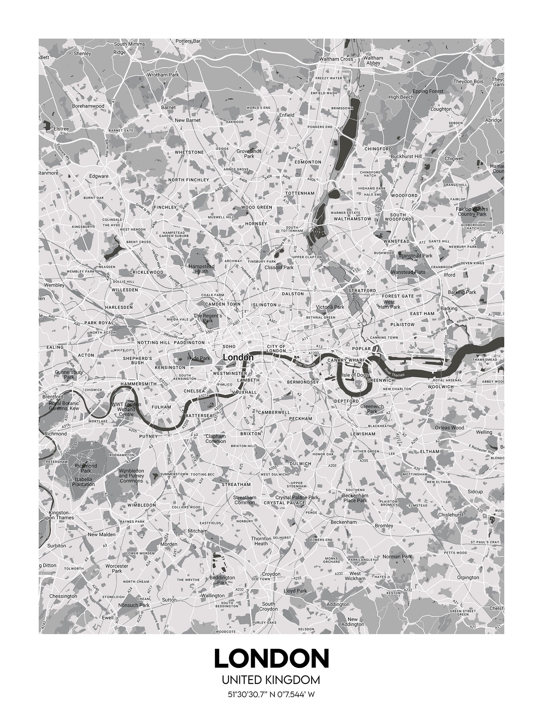 London, United Kingdom Map Poster