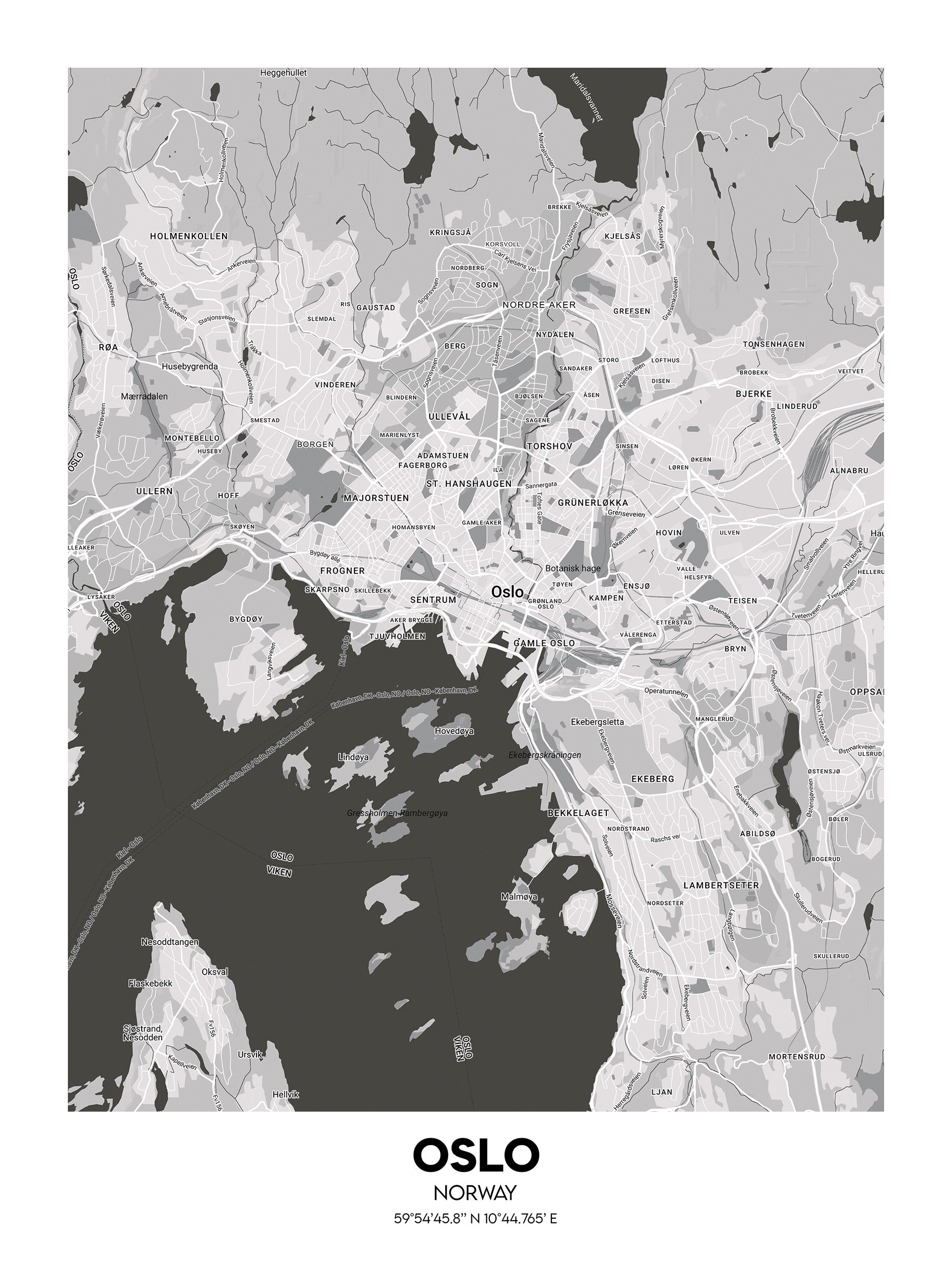 Oslo, Norway Map Poster