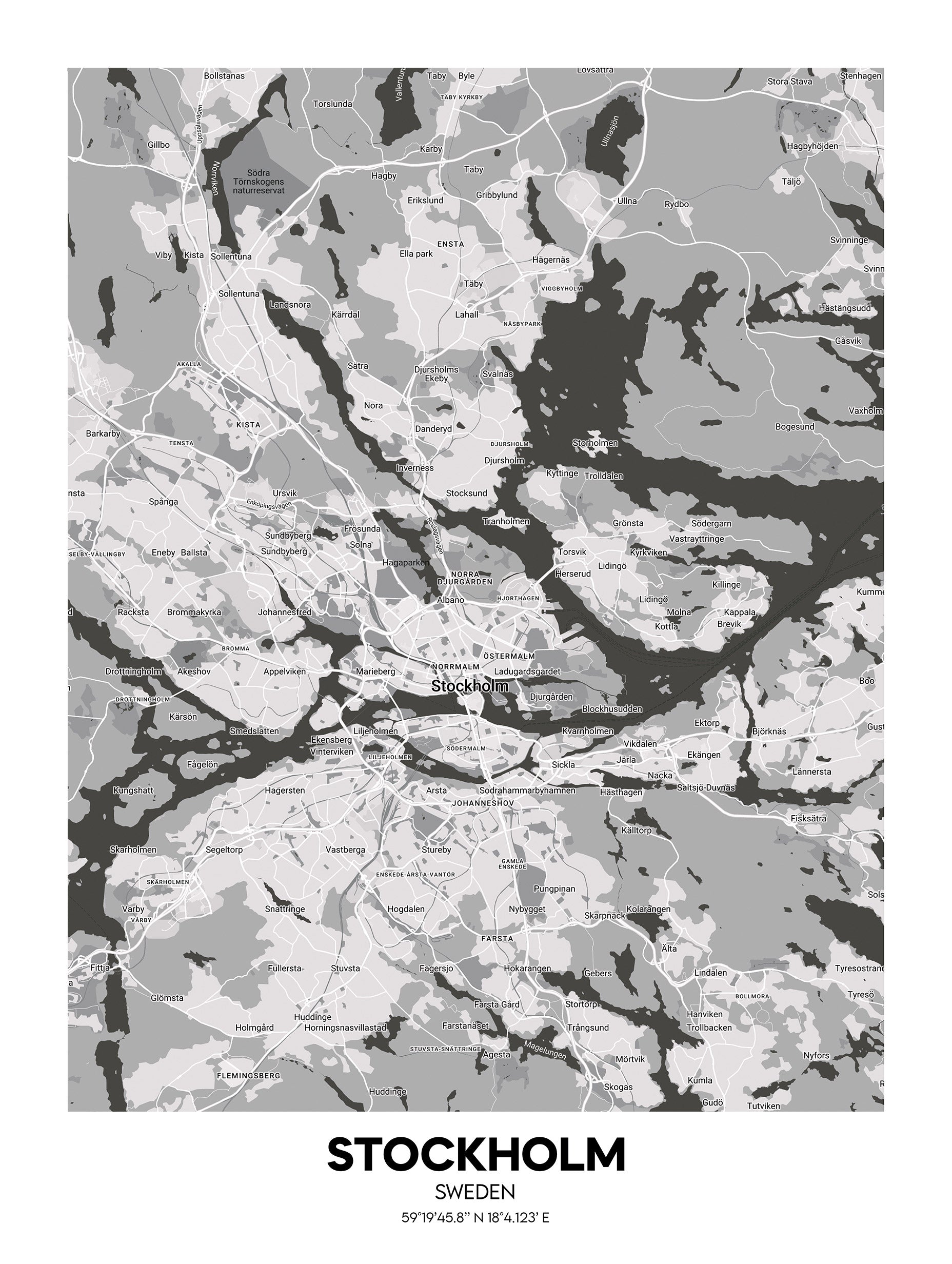 Stockholm, Sweden Map Poster