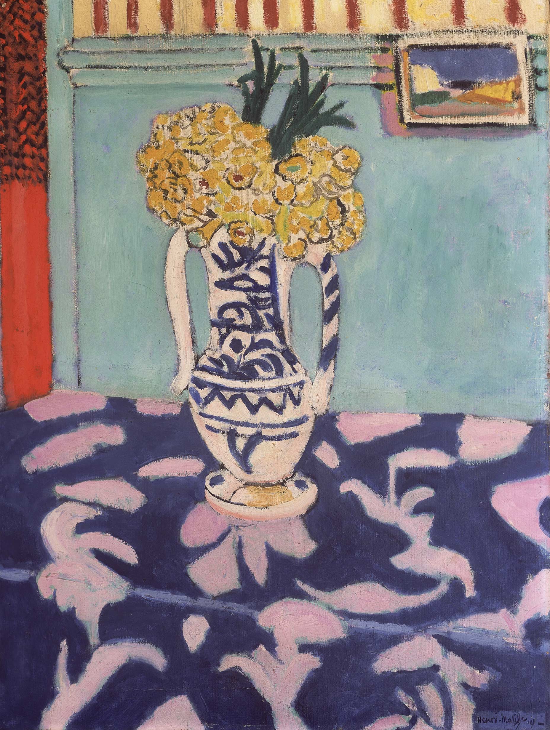 Yellow Flowers in Patterned Vase – Henri Matisse
