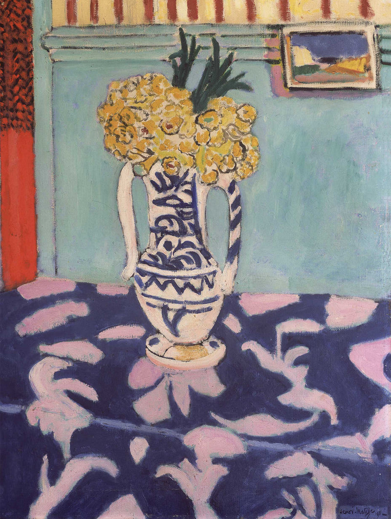 Yellow Flowers in Patterned Vase – Henri Matisse