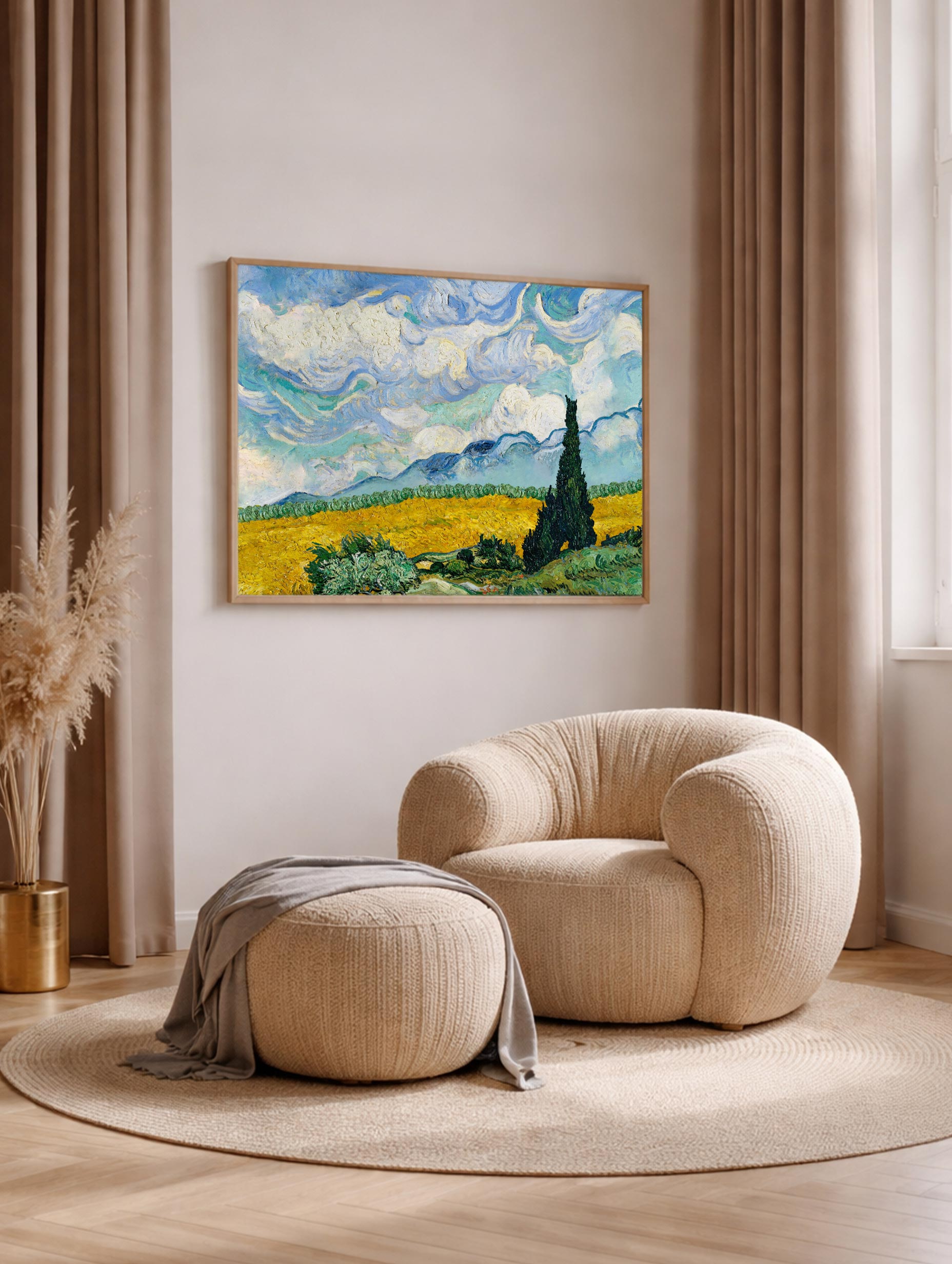 Wheat Field with Cypresses Van Gogh Art Print No 1 Mockup