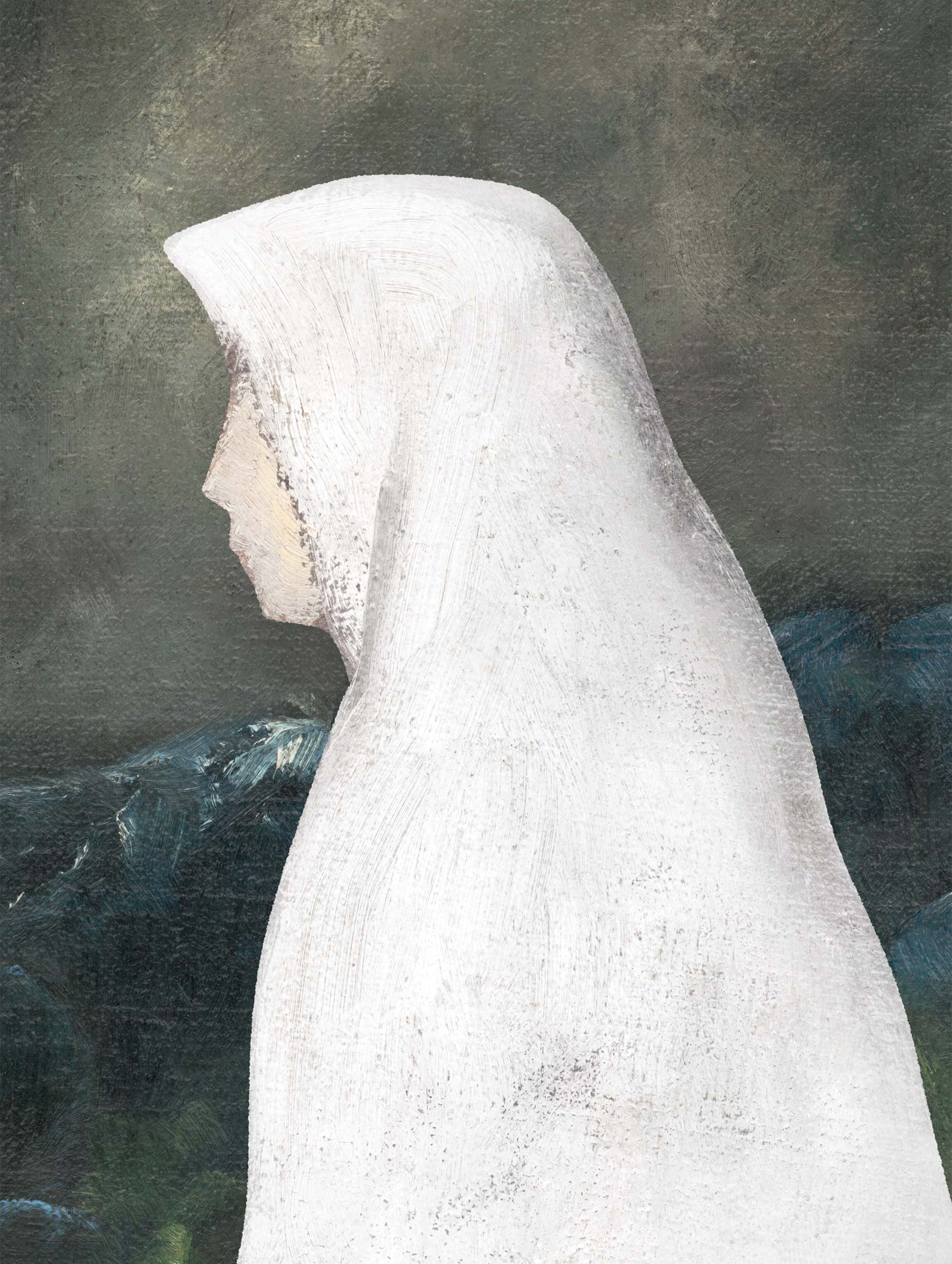 Woman in a White Shawl Zolo Palugyay Art Print