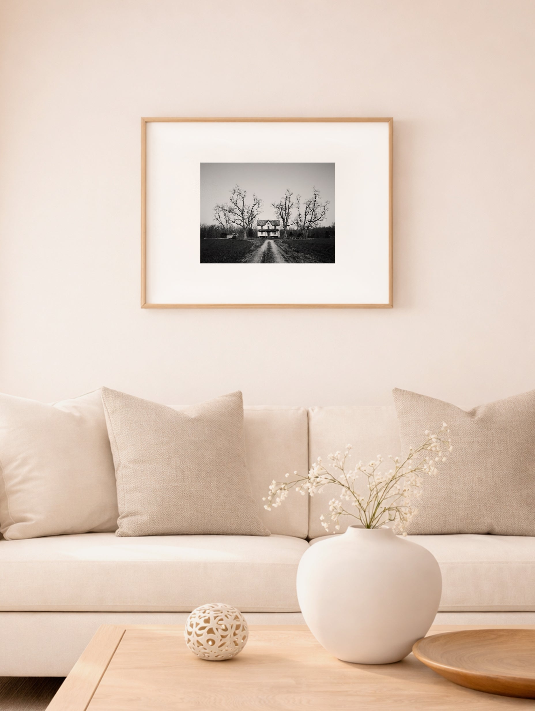 Första huset i en bosättning abstrakt konsttryck