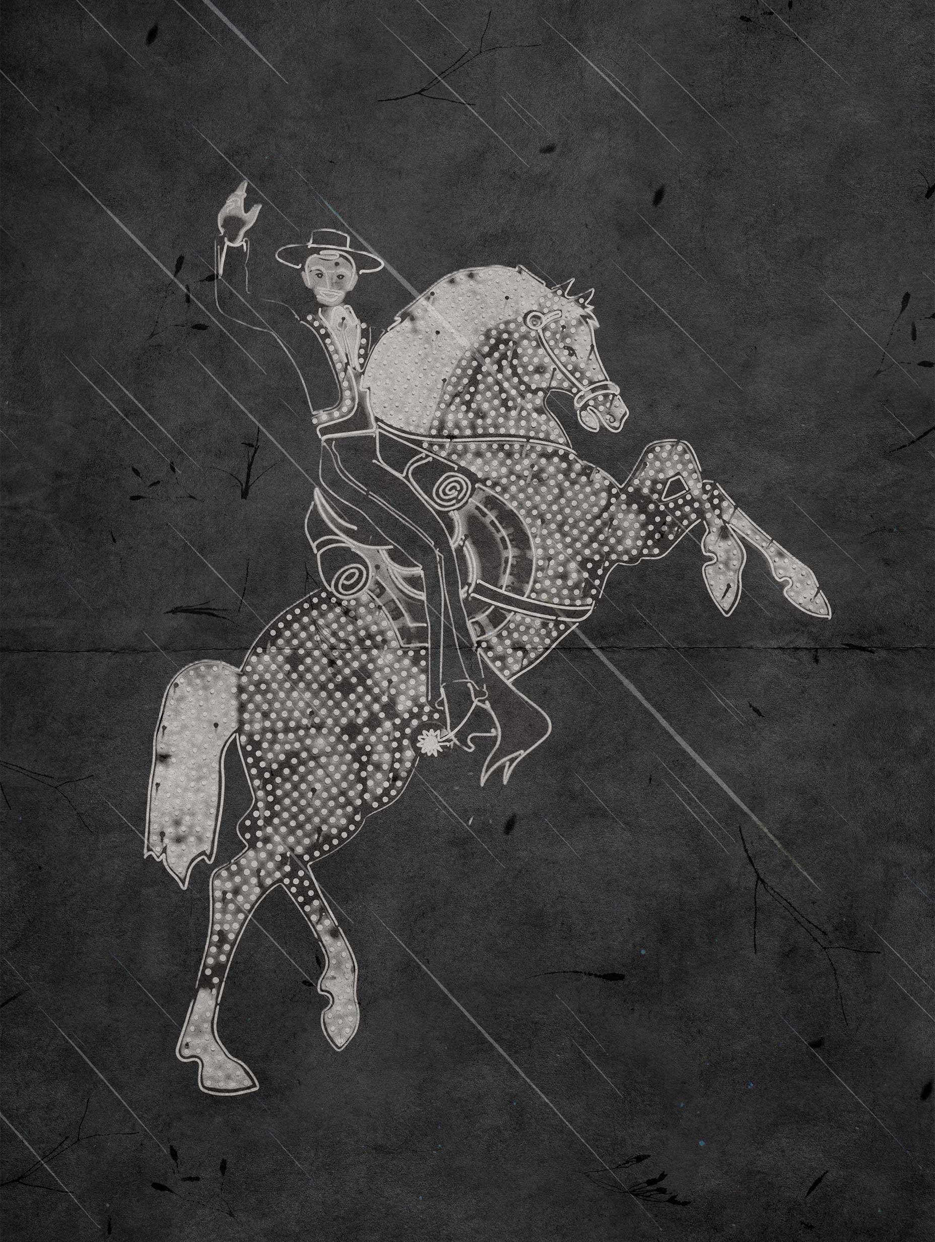 Hacienda Horse and Rider neon sign in Las Vegas Animal Art Print