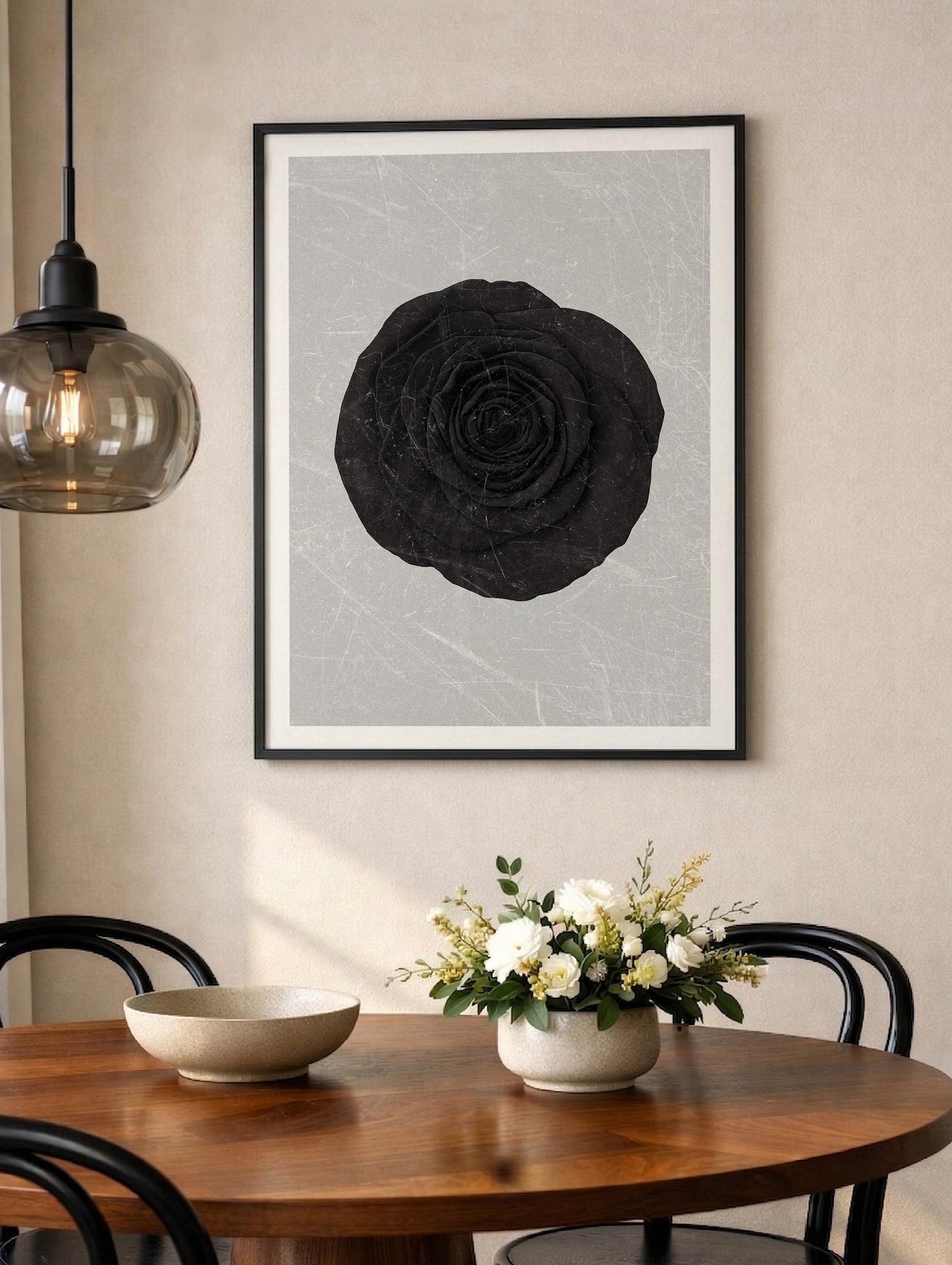 Black Rose Flower Art Mockup