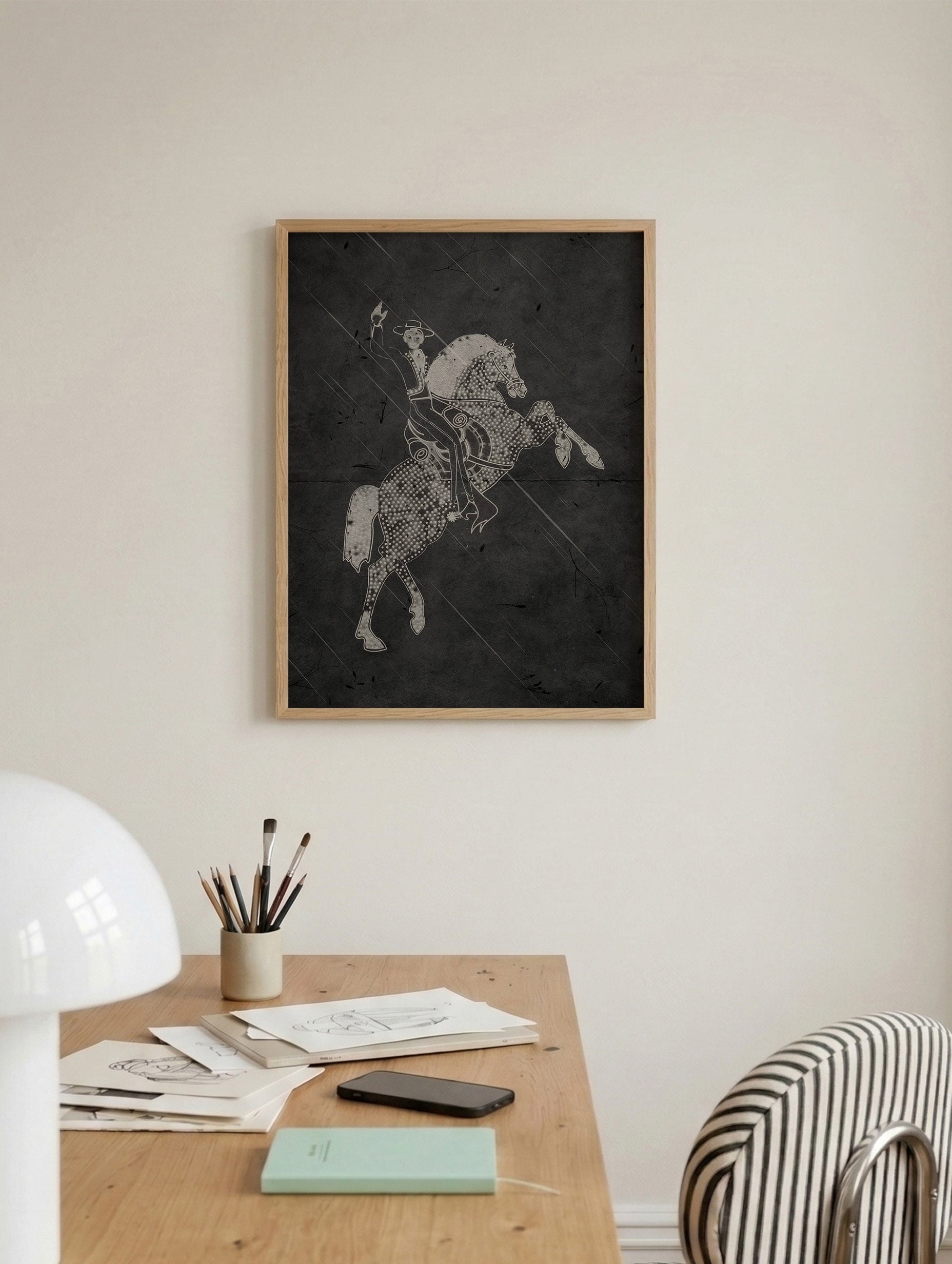 Hacienda Horse and Rider neon sign in Las Vegas Animal Art Print Mockup