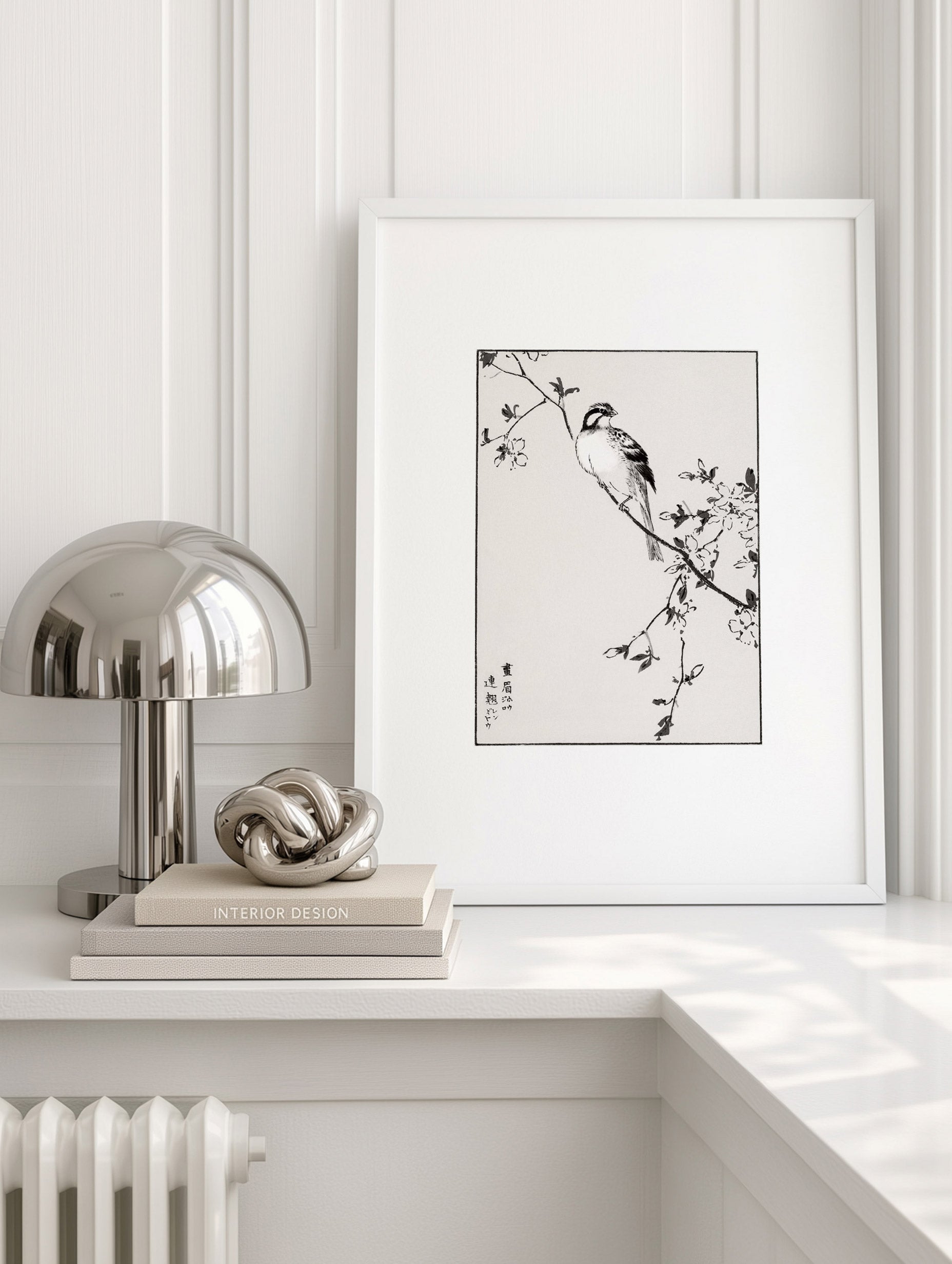 Japanese Meadow Bunting and Golden Ball Numata Kashu Art Print Mockup
