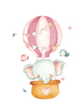 Elephant in Hot Air Balloon Poster