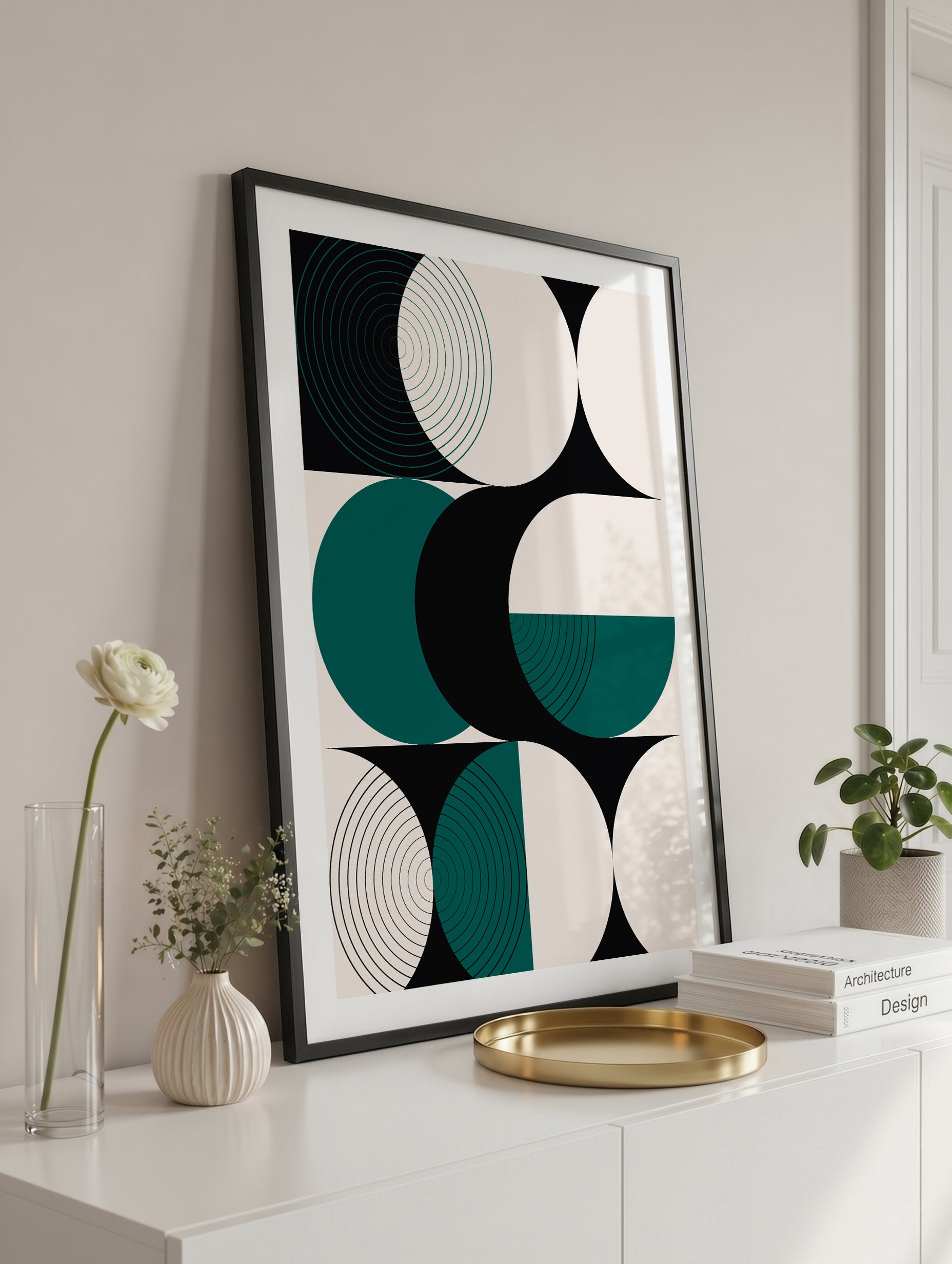 Teal Geometry Study Bauhaus Poster