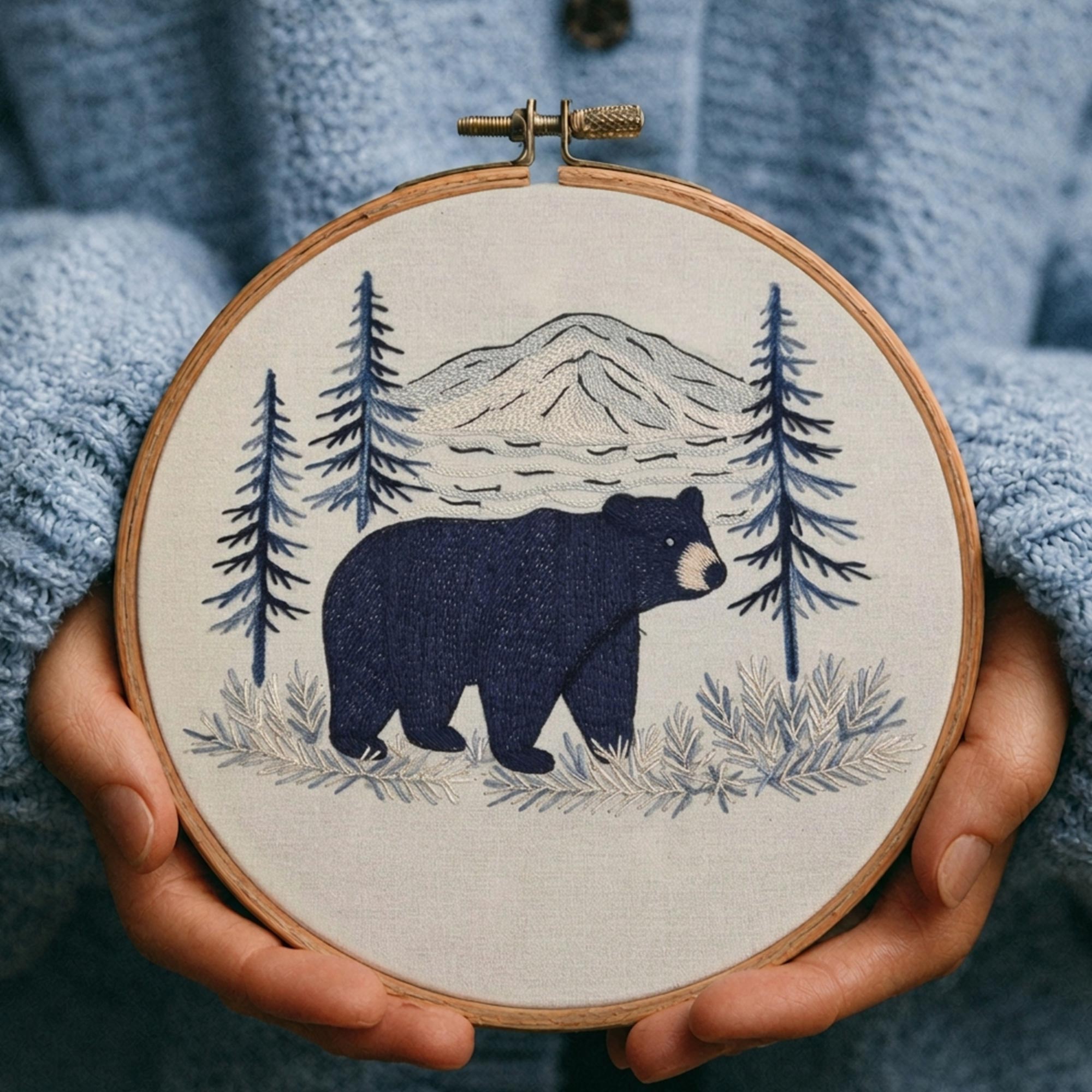 Mountain Bear Embroidery Design
