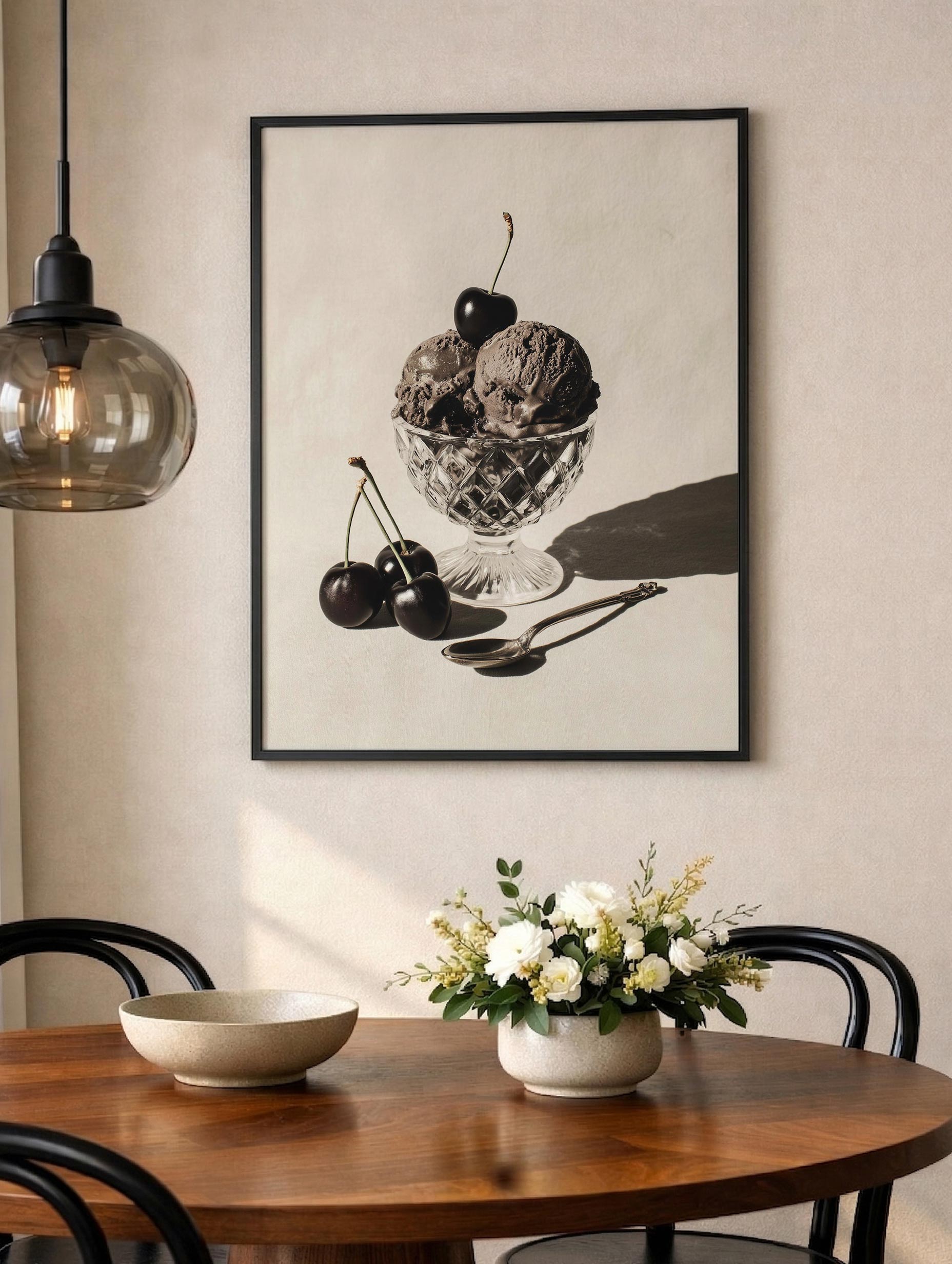 Black Cherry Chocolate Ice Cream Food Artwork Mockup