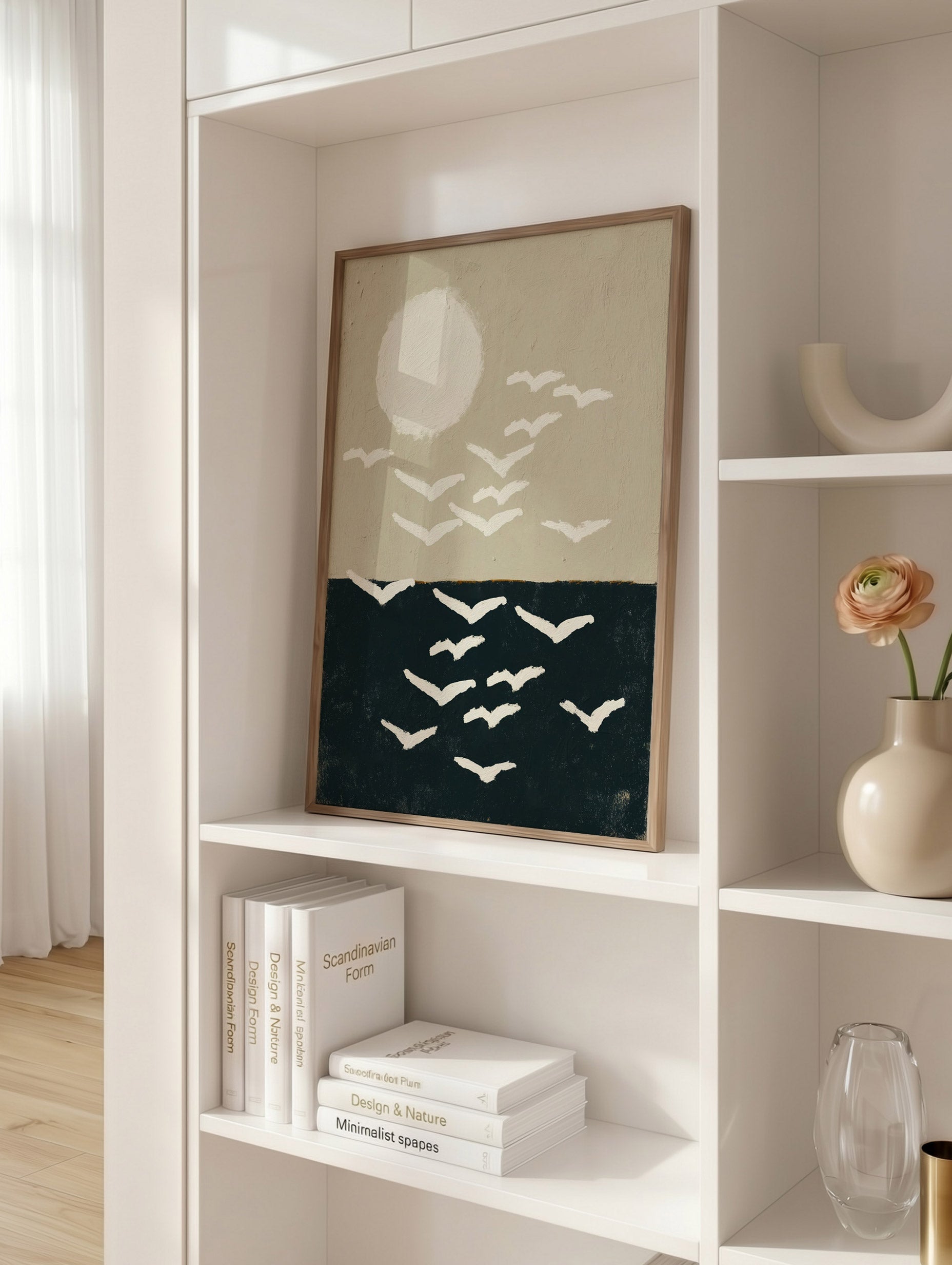 Flying Birds Painting Animal Art Print Mockup