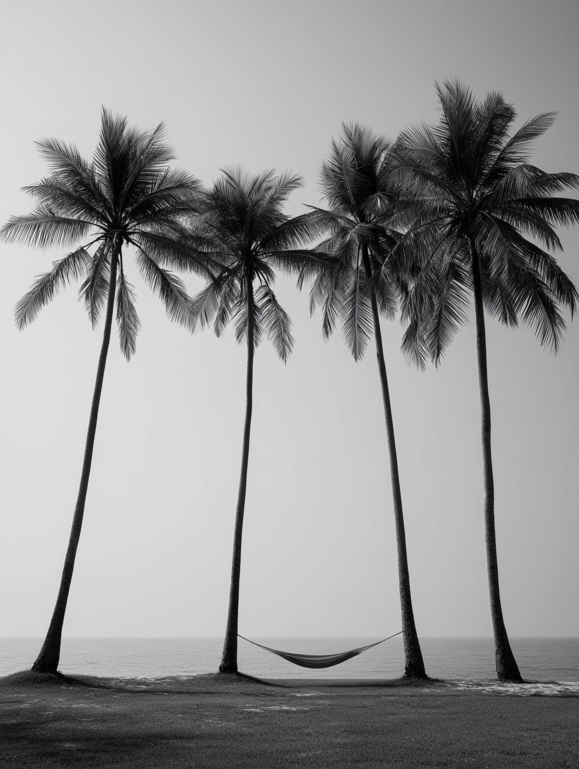 Palm Trees Black and White Botanical Poster