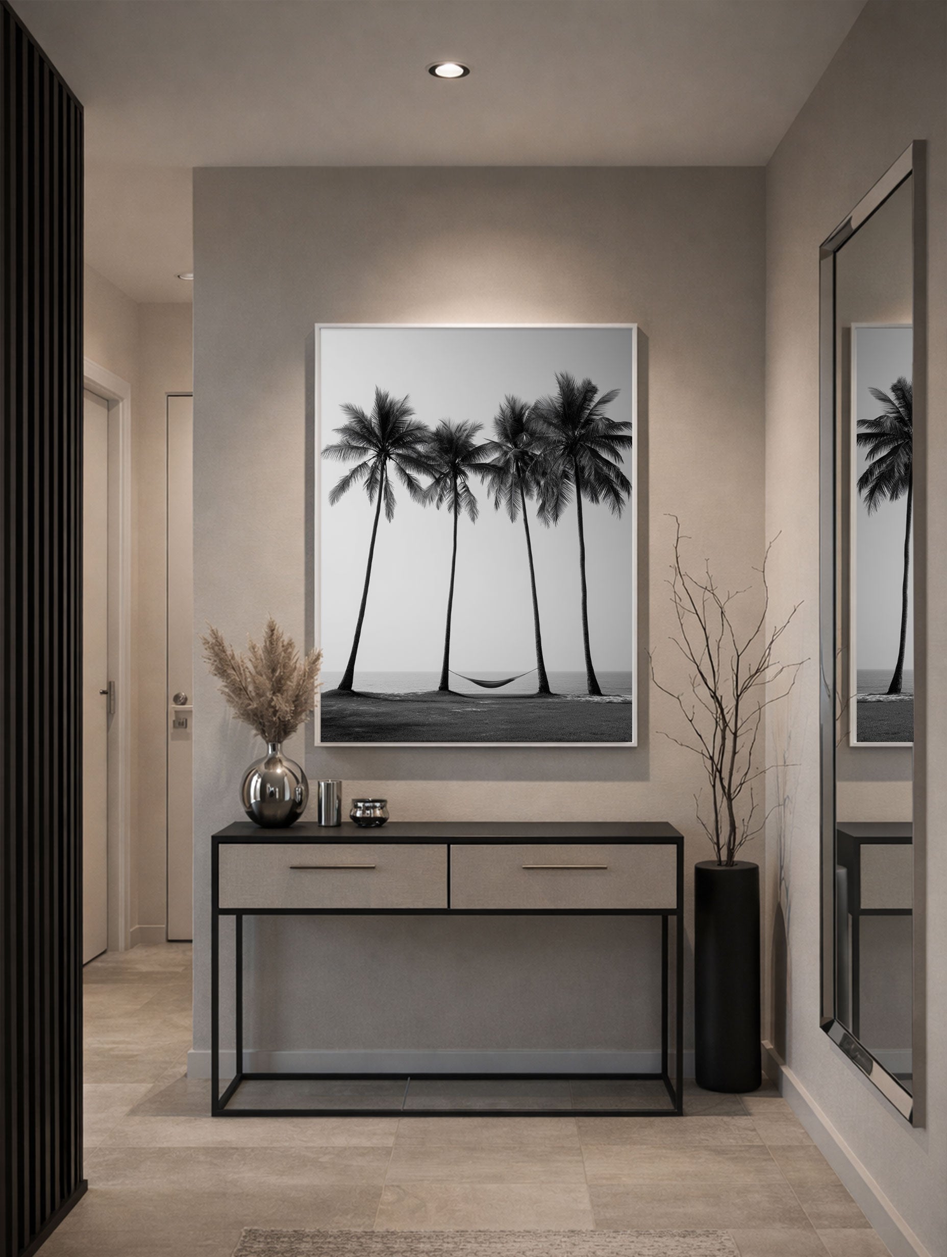 Palm Trees Black and White Botanical Poster Mockup