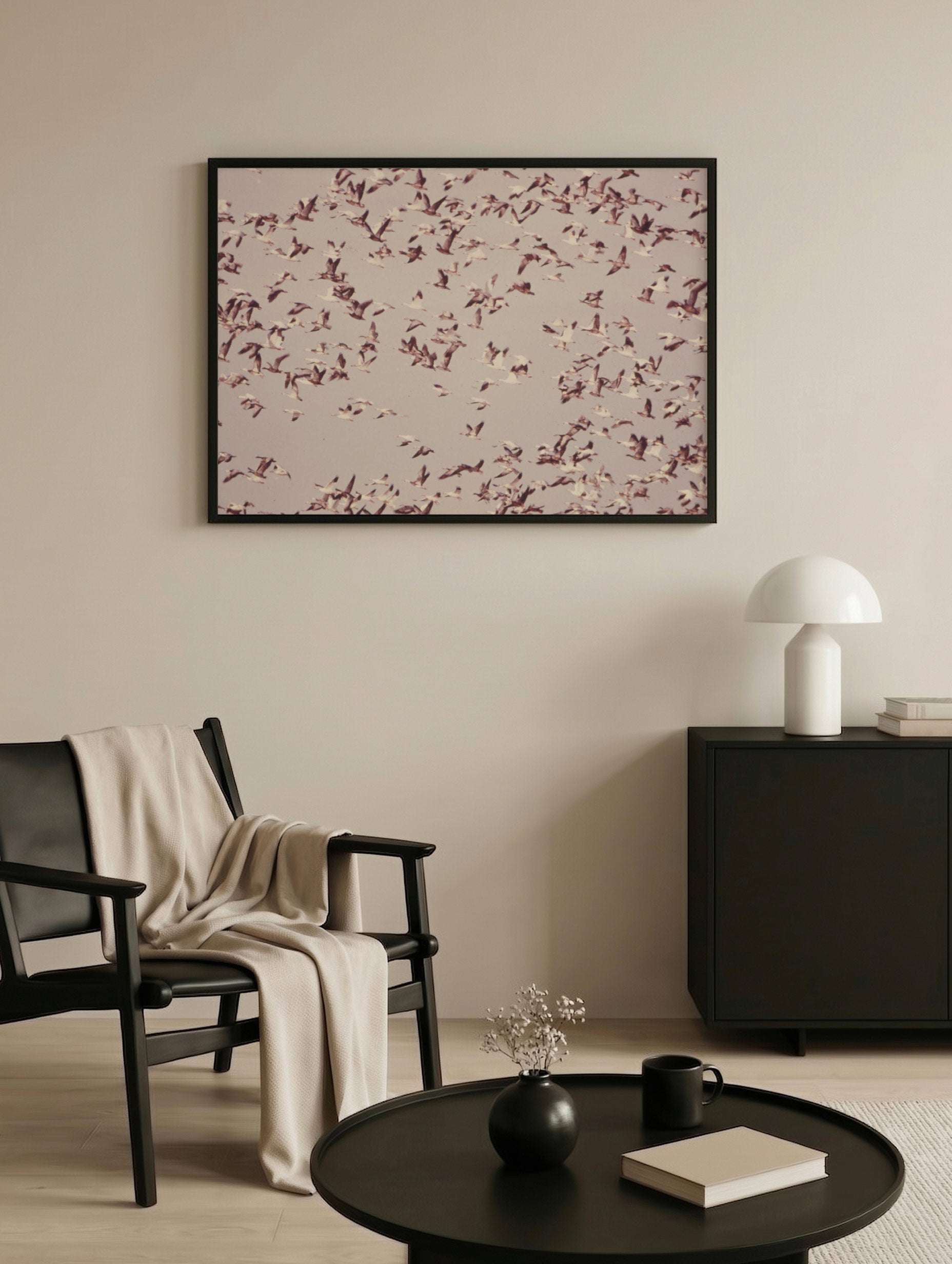 Plakat: Flokk med snøgås