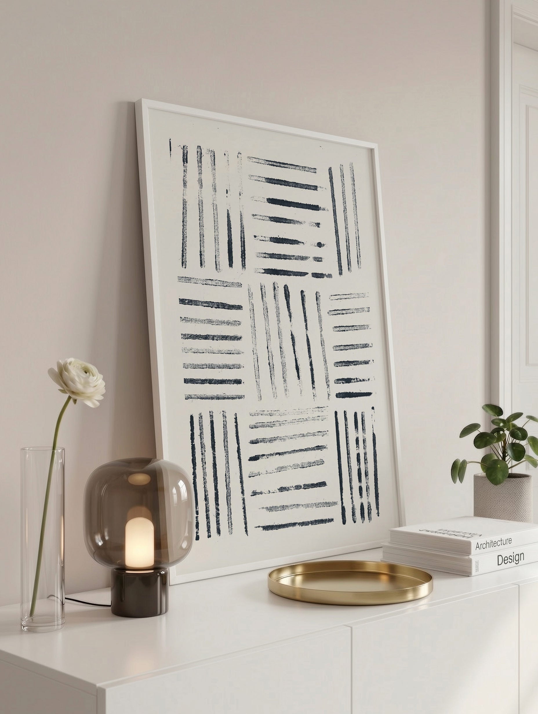 Black Brush Strokes Abstract Art Print Mockup