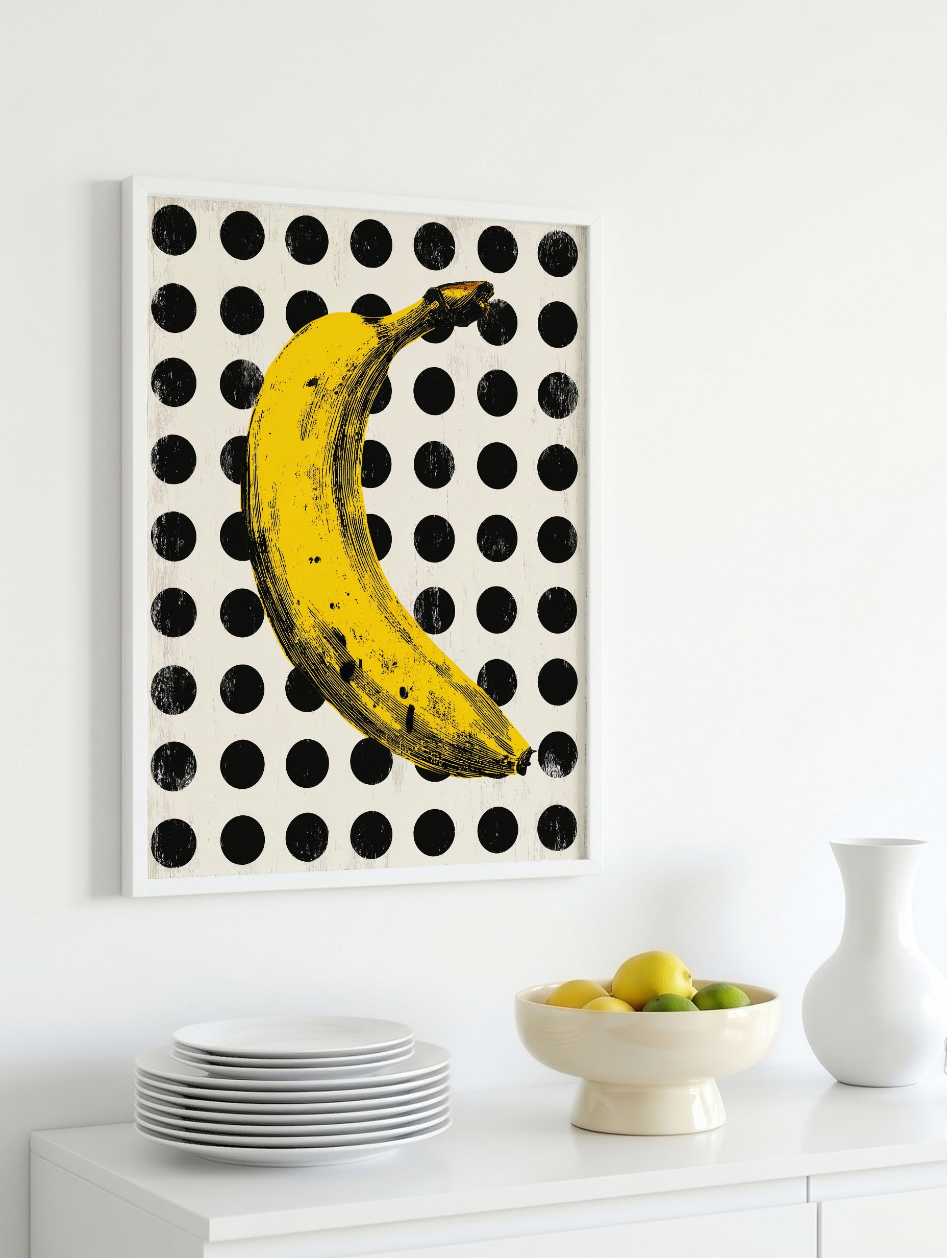 Banan på prikkete plakat