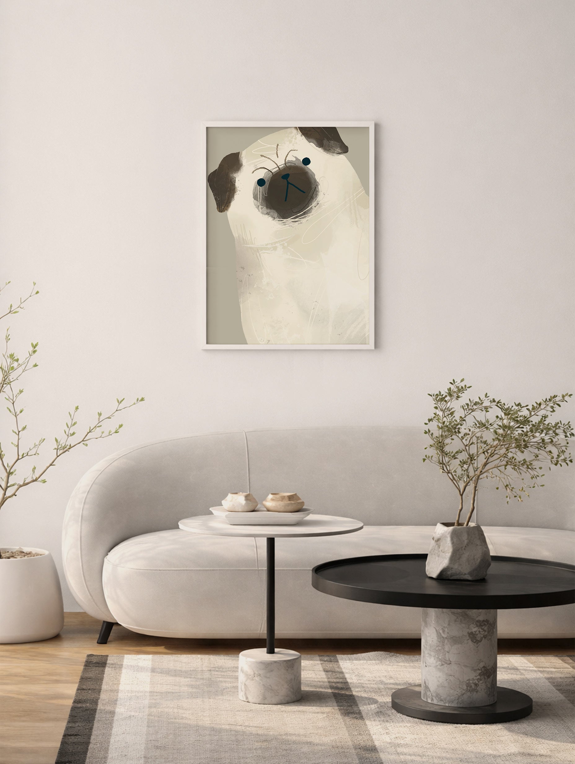Pug Dog Animal Art Print Mockup
