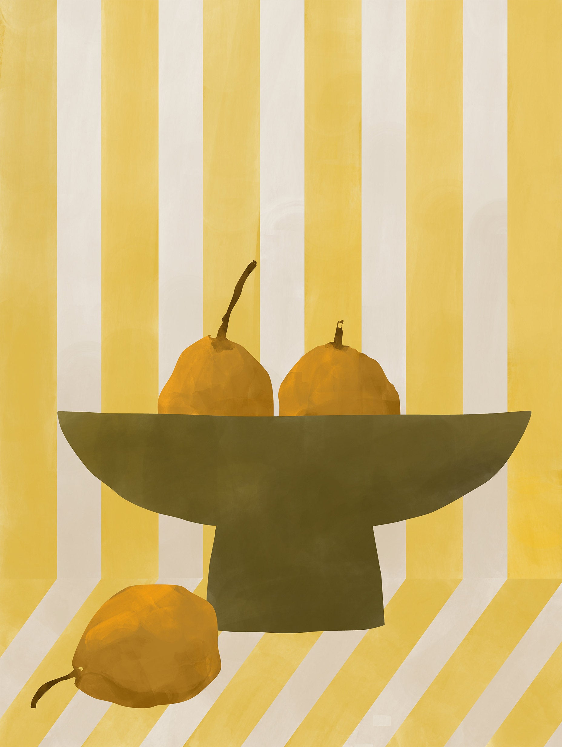 Elena Ristova - Fruit Bowl on Yellow Stripes Poster