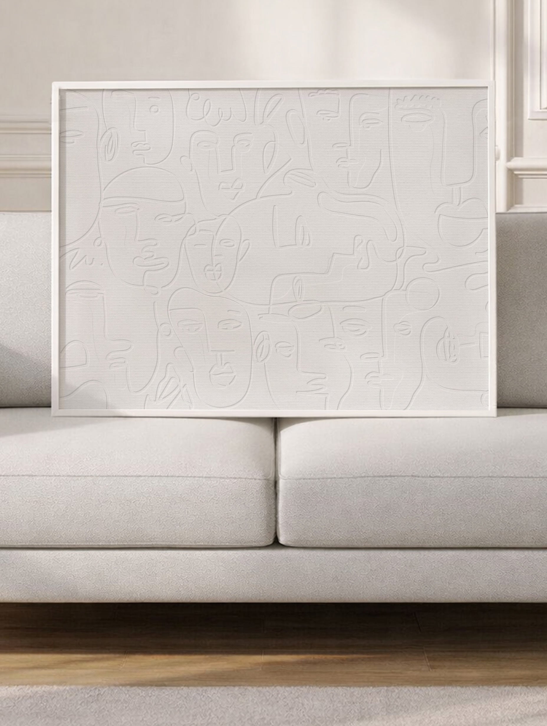Abstract Faces Line Art Print Mockup