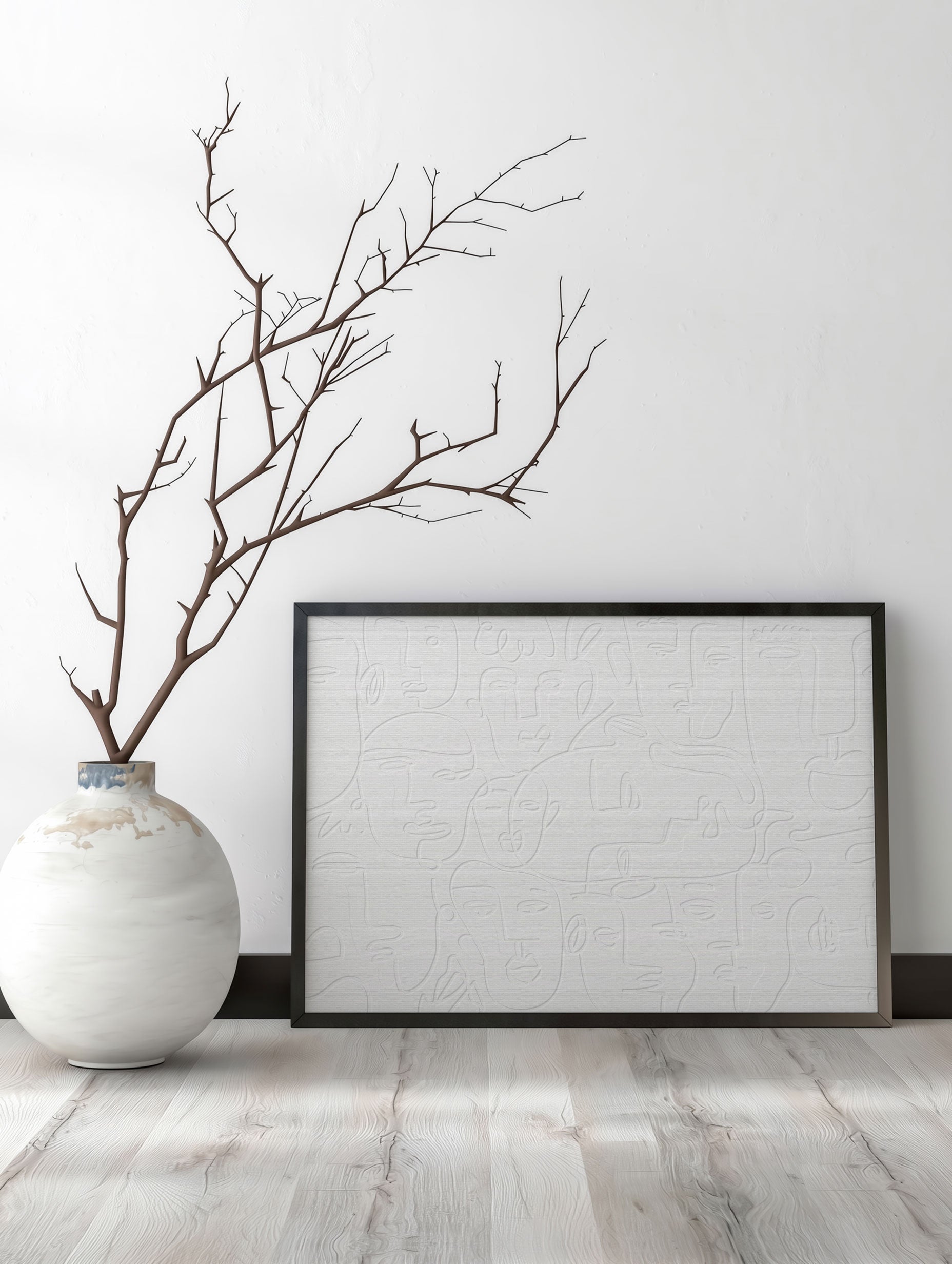 Abstract Faces Line Art Print Mockup
