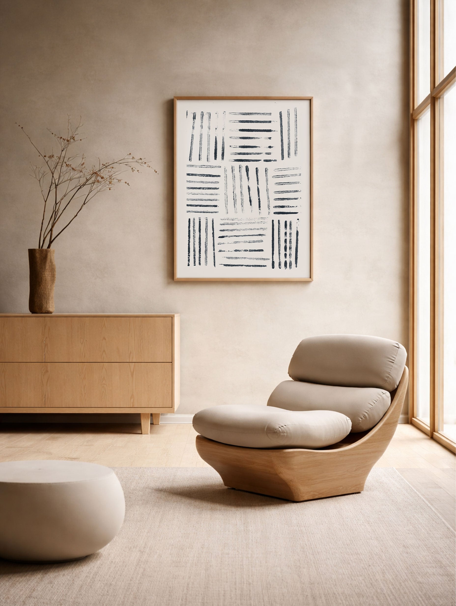 Black Brush Strokes Abstract Art Print Mockup