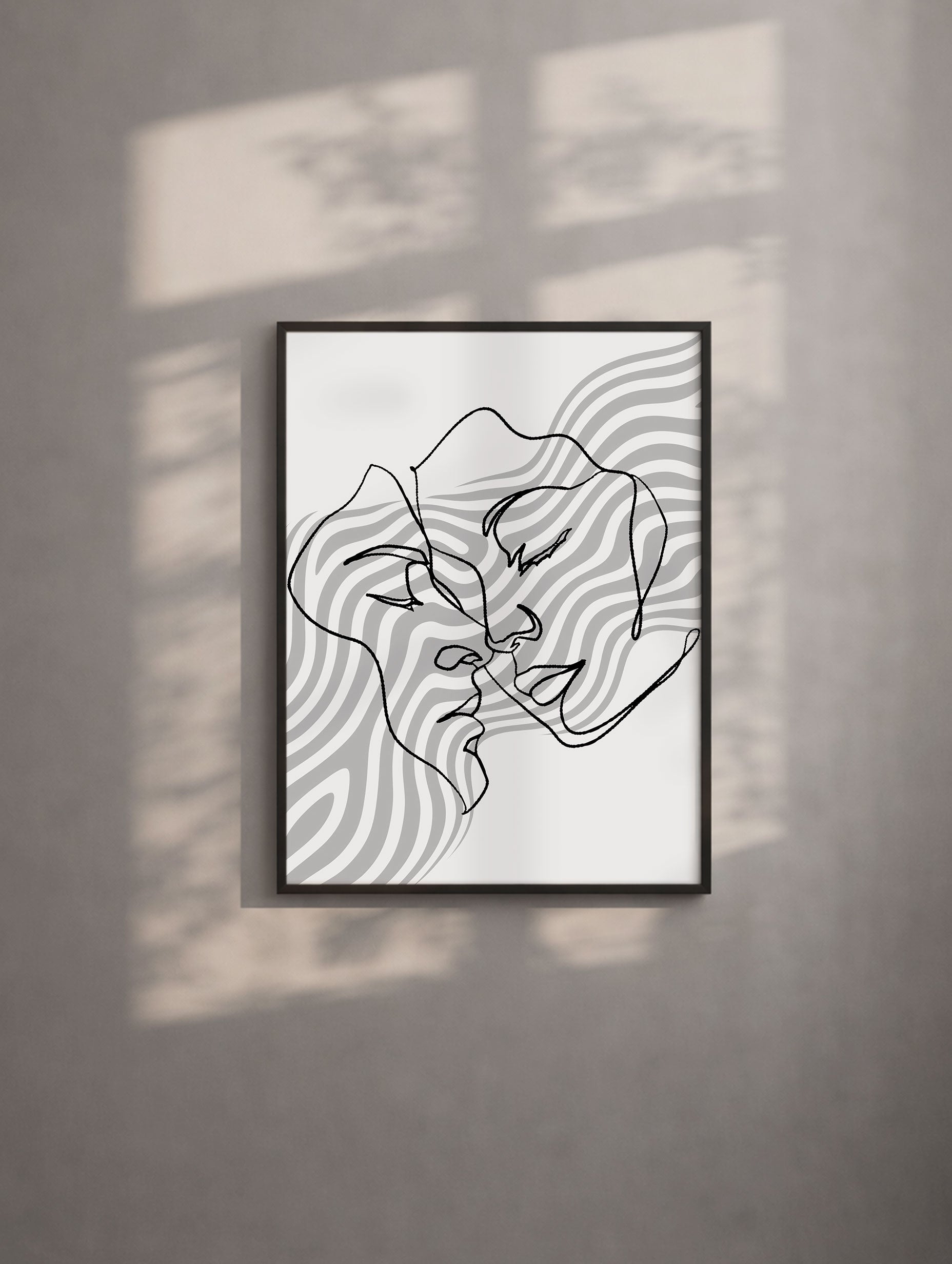 Couple Faces Line Art Print Mockup