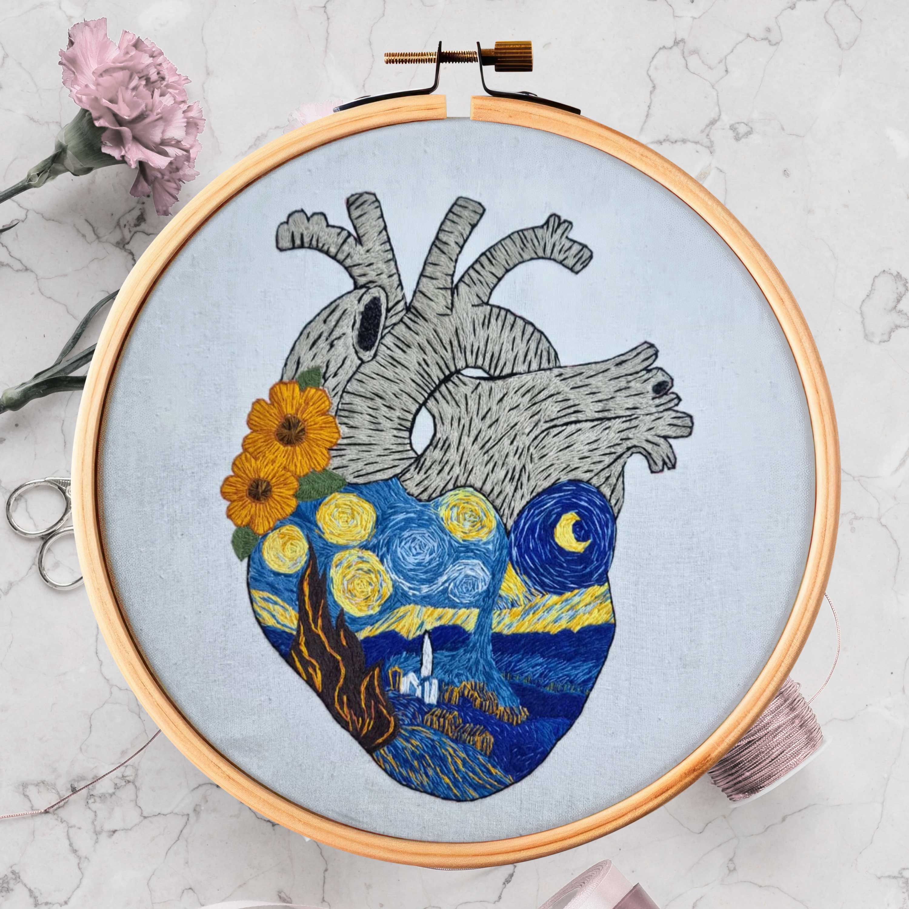 Van Gogh Embroidered Heart