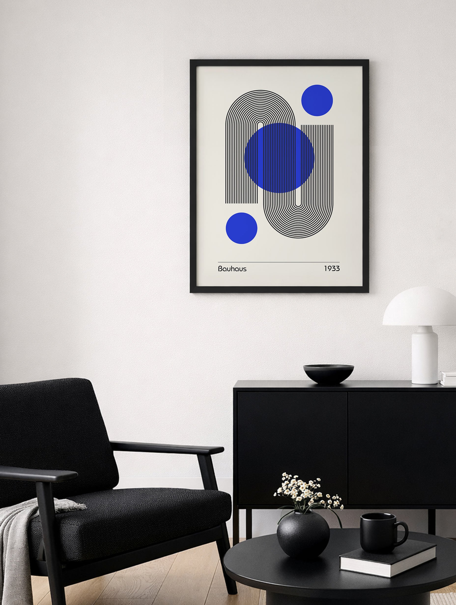 Bauhaus Blue Geometry Poster