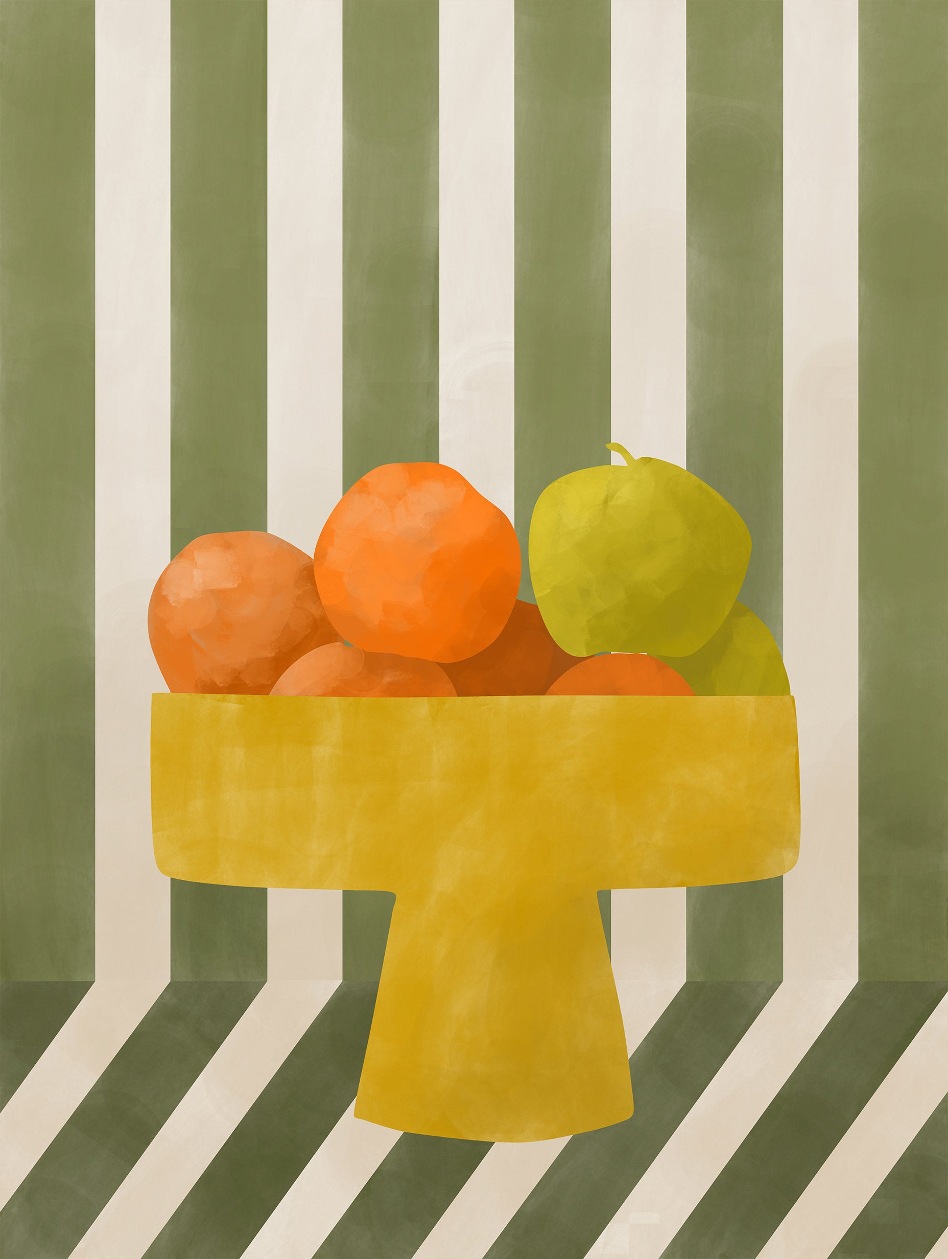 Elena Ristova - Fruit Bowl on Green Stripes Poster