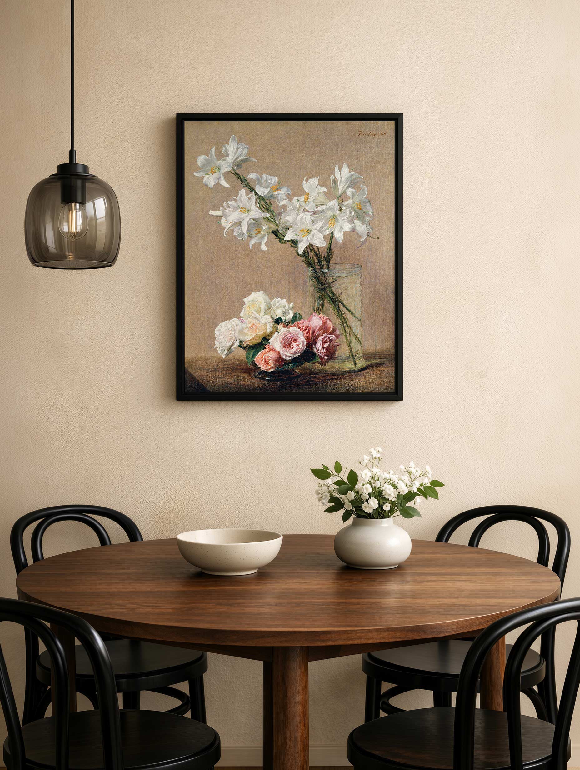 Roses and Lilies Henri Fantin-Latour Art Print Mockup