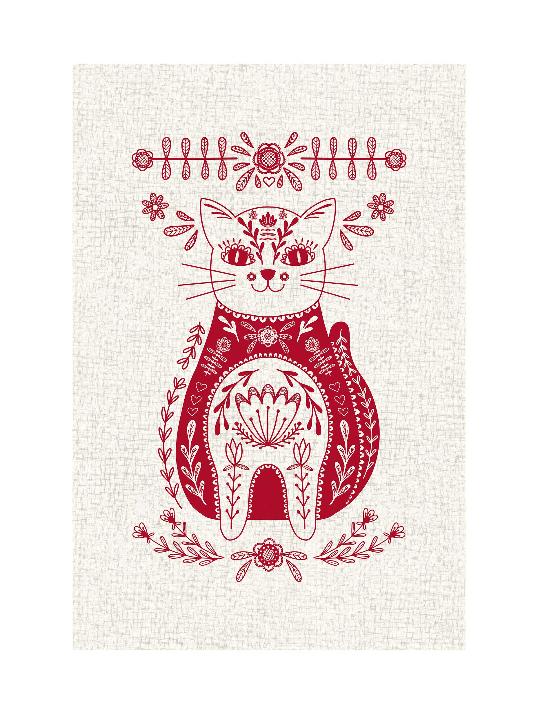 Alexendra Weise - Red Folk Cat Poster