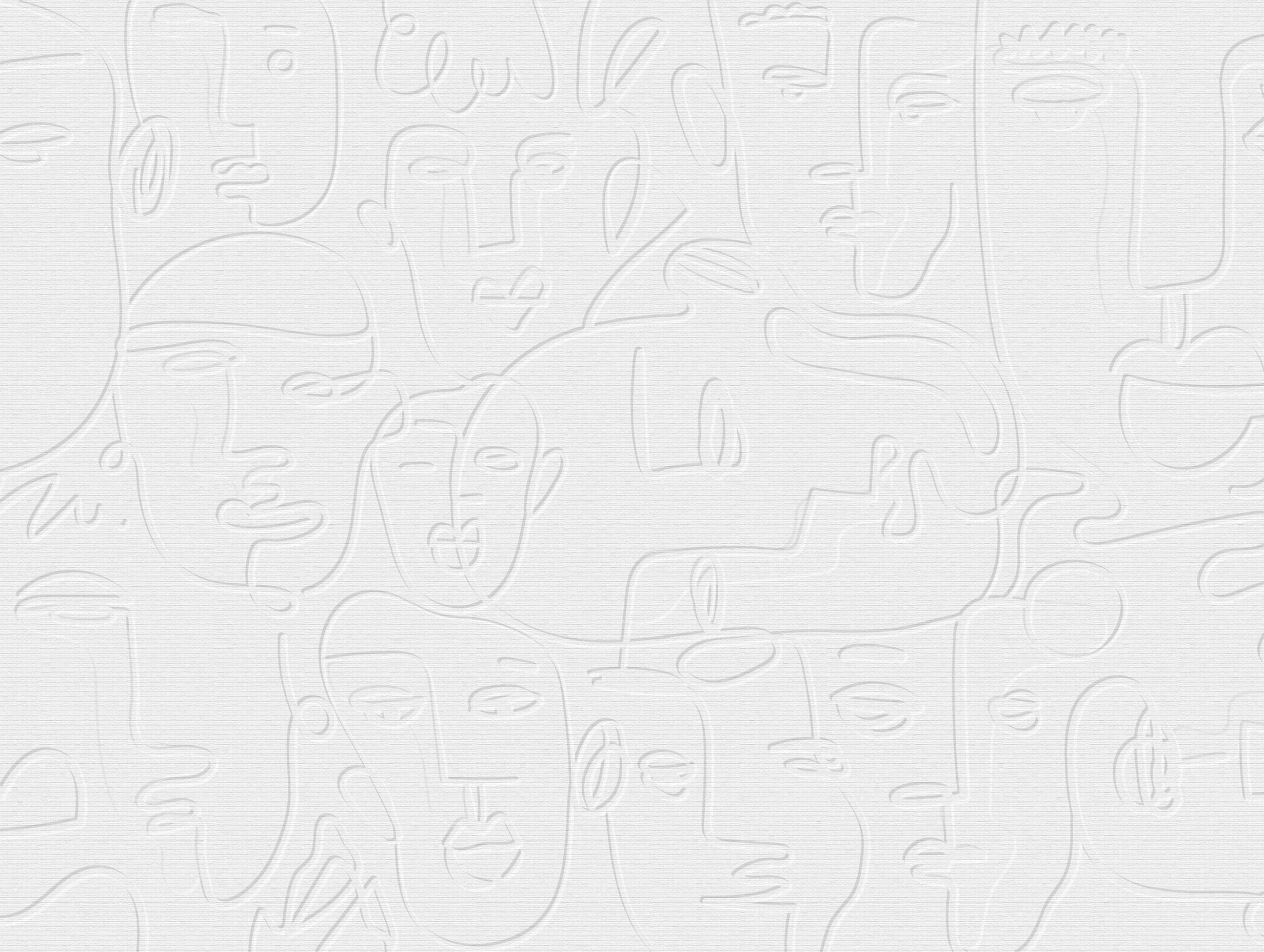 Abstract Faces Line Art Print